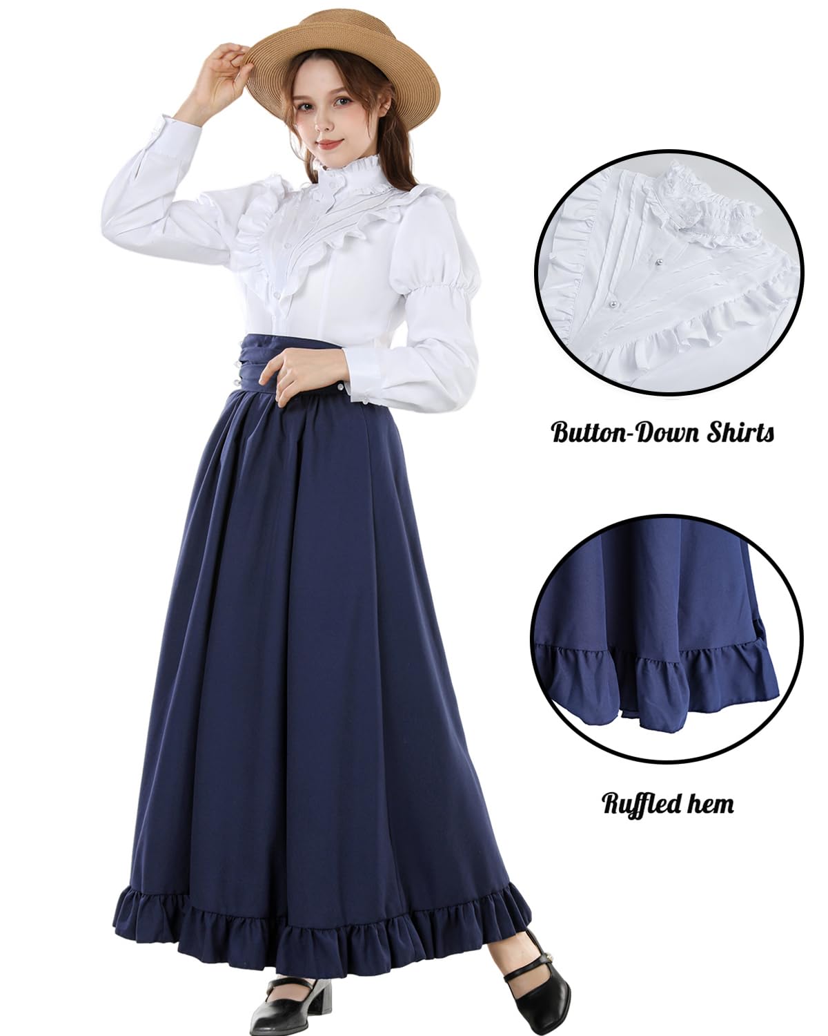 Victorian Dress for Women 2-Pieces 1800s Edwardian Dress Ball Gown Renaissance Costume