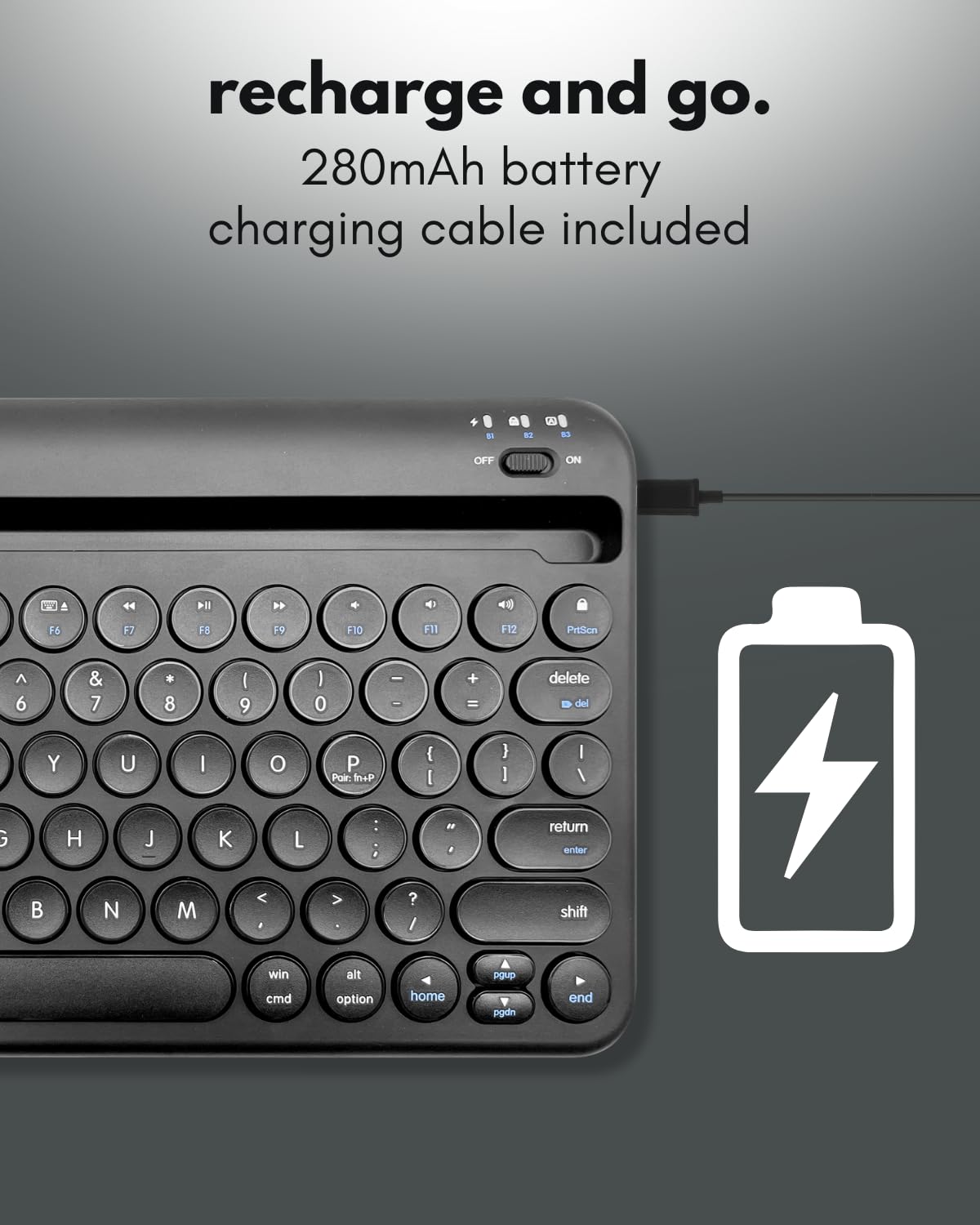 Macally Bluetooth Keyboard for Tablet | Wireless Keyboard for iPad mini/Air/Mini, iPhone (Multi-Device, Built-in Stand, Rechargeable) Easy to Use and Cute Portable