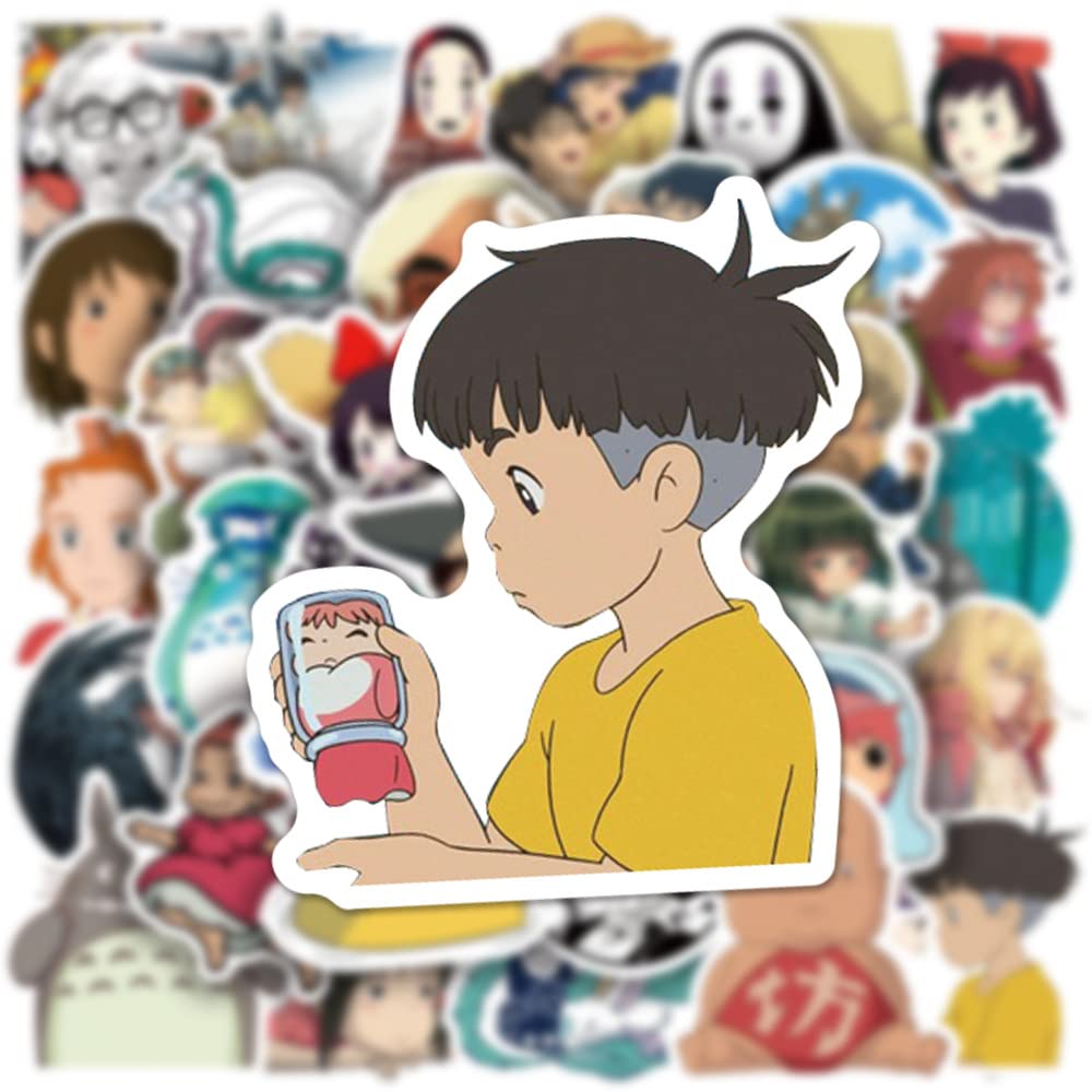100PCS Cartoon Anime Miyazaki Hayao Stickers for Laptop,Studio Ghibli Anime Vinyl Movie Stickers for Water Bottle, Phone，Hard Hat，Skateboard，Scrapbooking，Gifts for Kids/Adults