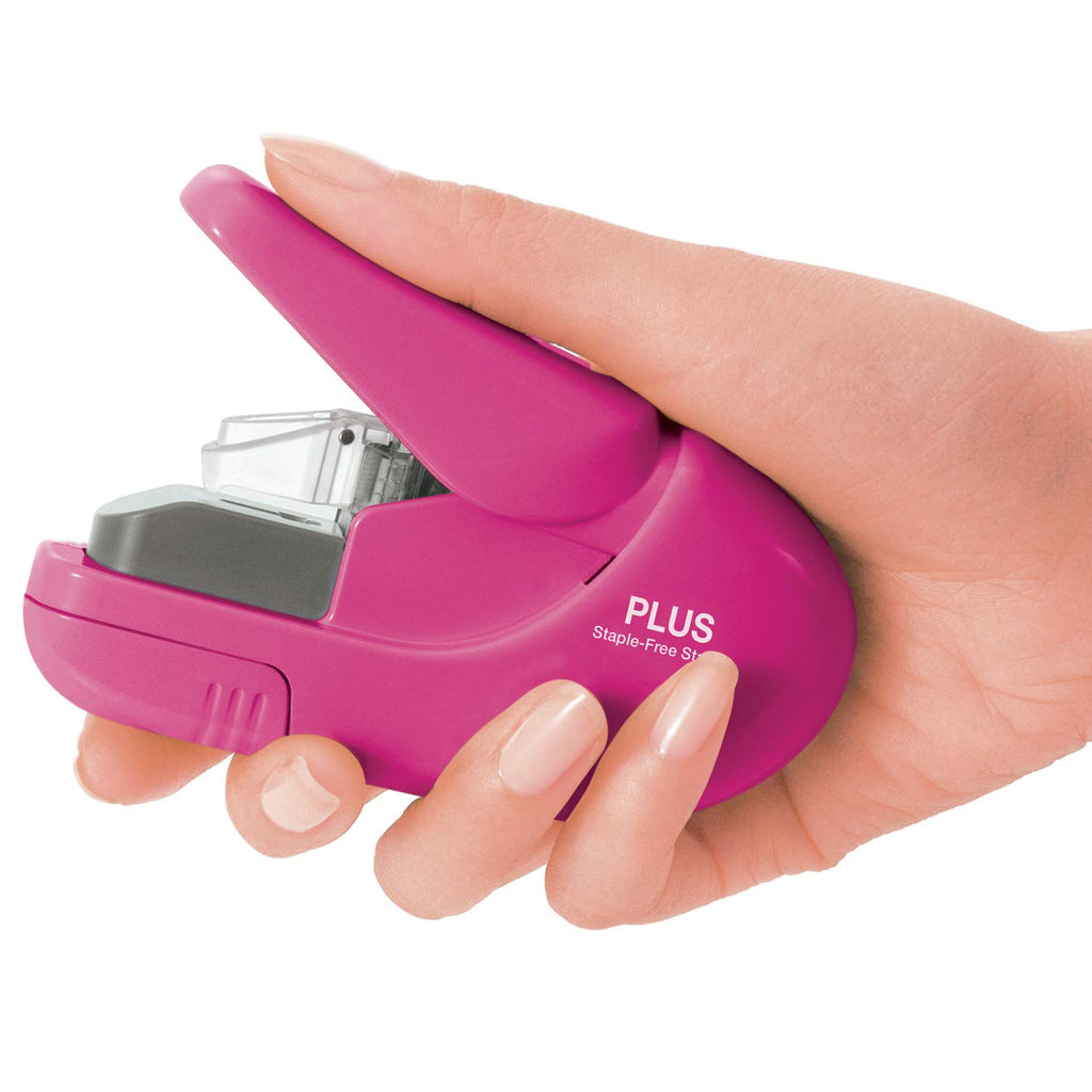 Plus Paper Clinch Compact Staple-Free Stapler, Blue Turquoise