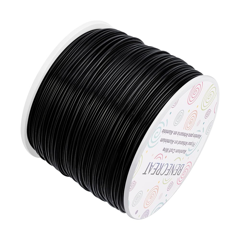 BENECREAT 9 Gauge Jewelry Craft Aluminum Wire 55 Feet Bendable Metal Sculpting Wire for Halloween Craft Floral Model Skeleton Making (Black, 3mm)