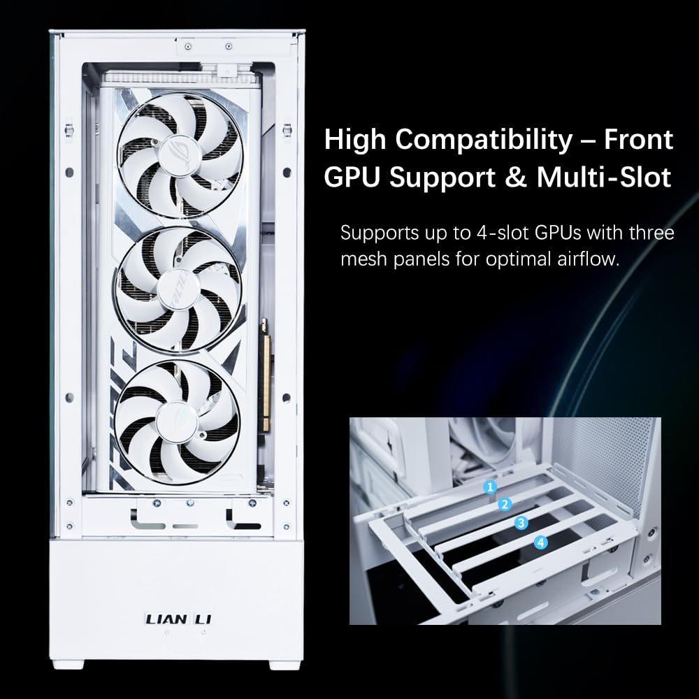 LIAN LI LANCOOL 207 Compact ATX RGB Gaming Computer Case, Airflow Optimized Mesh Panels Tower Chassis w/ 2x140mm ARGB,2x120mm PWM Fans Pre-Installed, USB Type-C Port, Tempered Glass Side Panel (Black)