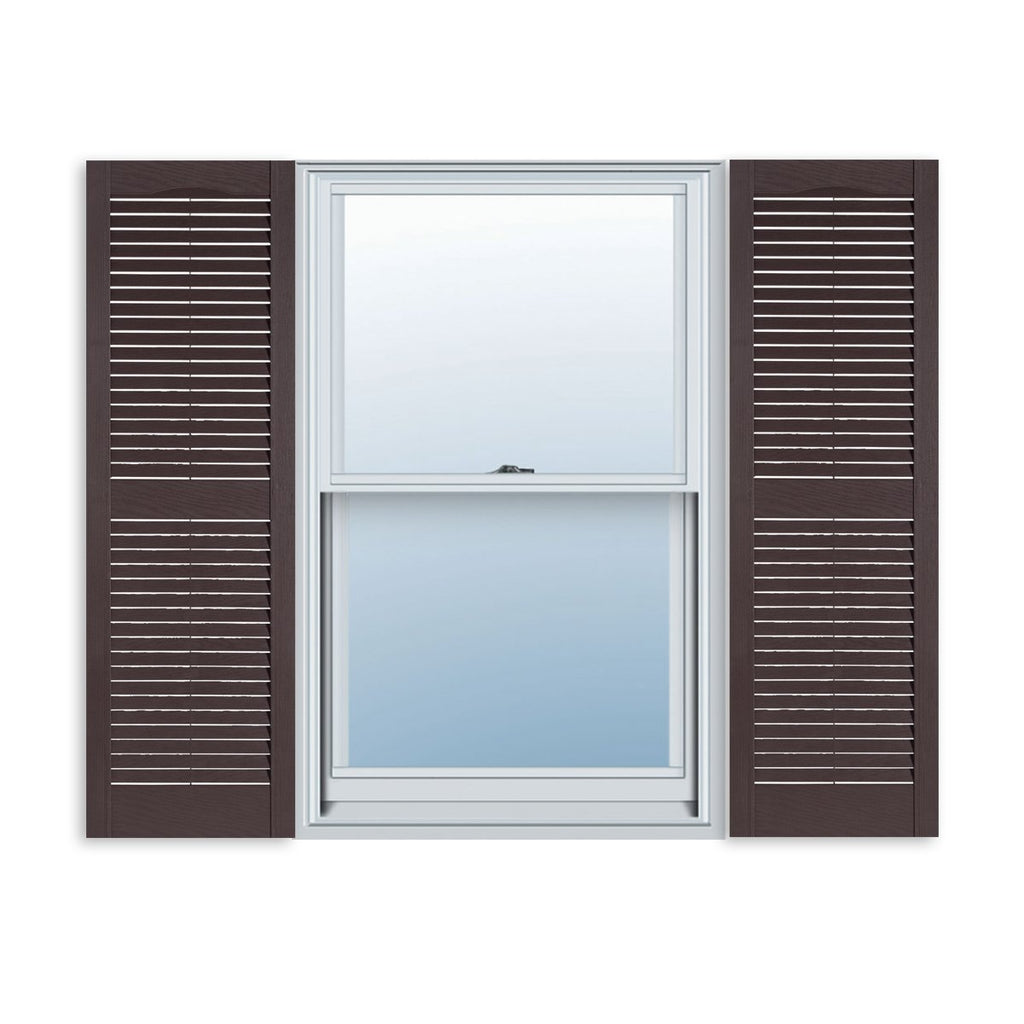 Exterior Solutions Standard Louver Exterior Vinyl Window Shutters, Black (Pair), 15 Inch x 35 Inch