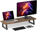 TEAMIX 31.5 inch Dual Monitor Riser, Long Black Monitor Stand Riser Wide TV Stand Riser Monitor Stand for 2 Monitors Wood & Steel Desktop Riser Desk Organization Home Office