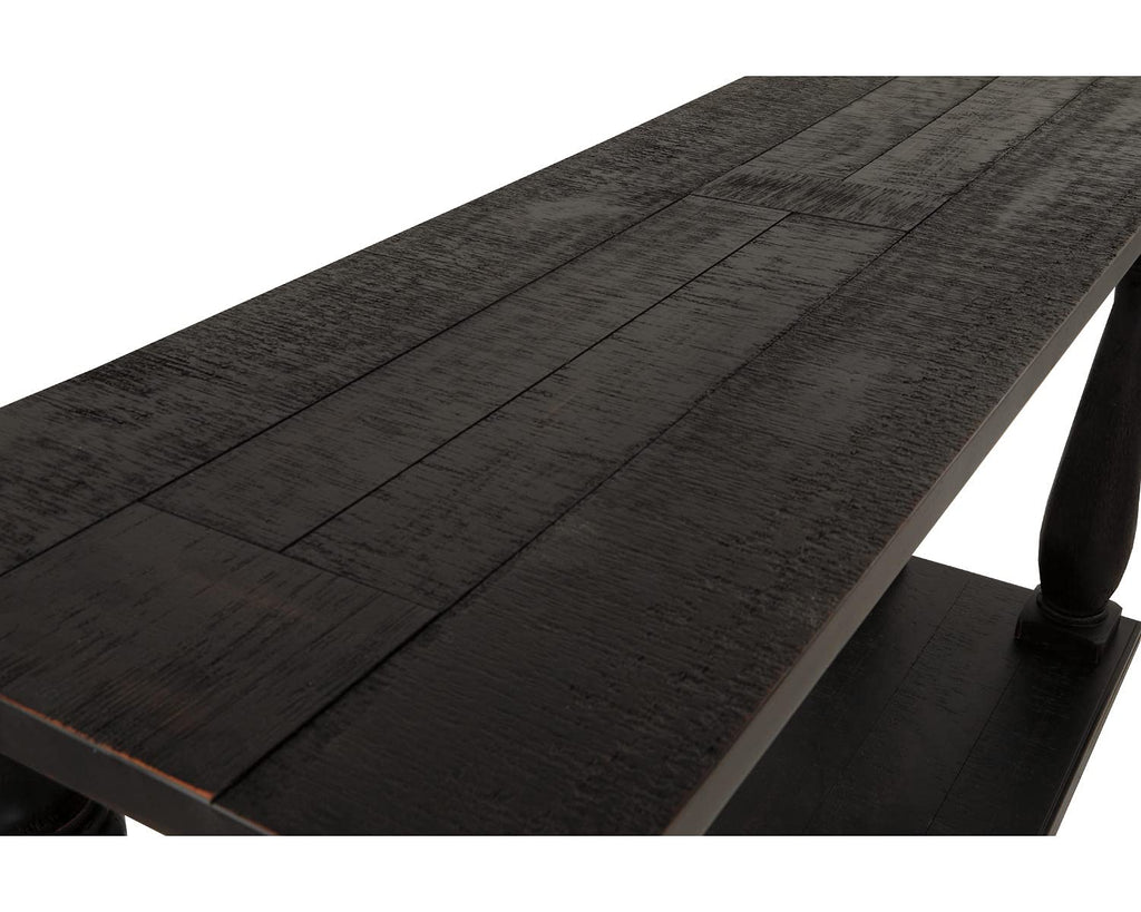 Signature Design by Ashley Mallacar Rustic Cottage Rectangular Sofa Table with Floor Shelf, Black