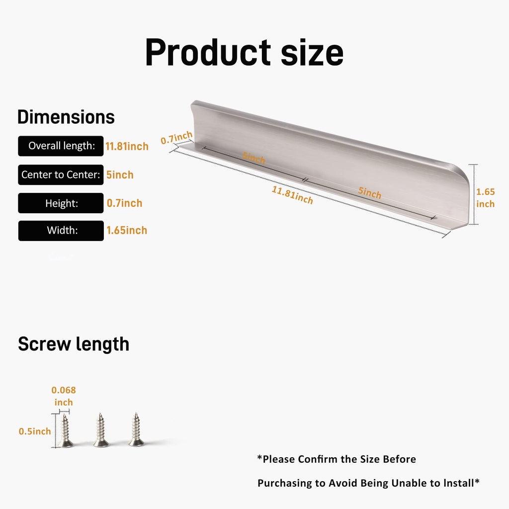 Satanga Edge Finger Pulls for cabinets Kitchen Concealed Drawer Pull Aluminum Hidden Back Mount Door Handle for Home Pack of 5 Modern White 3 Inch Overall Length Easy Installation