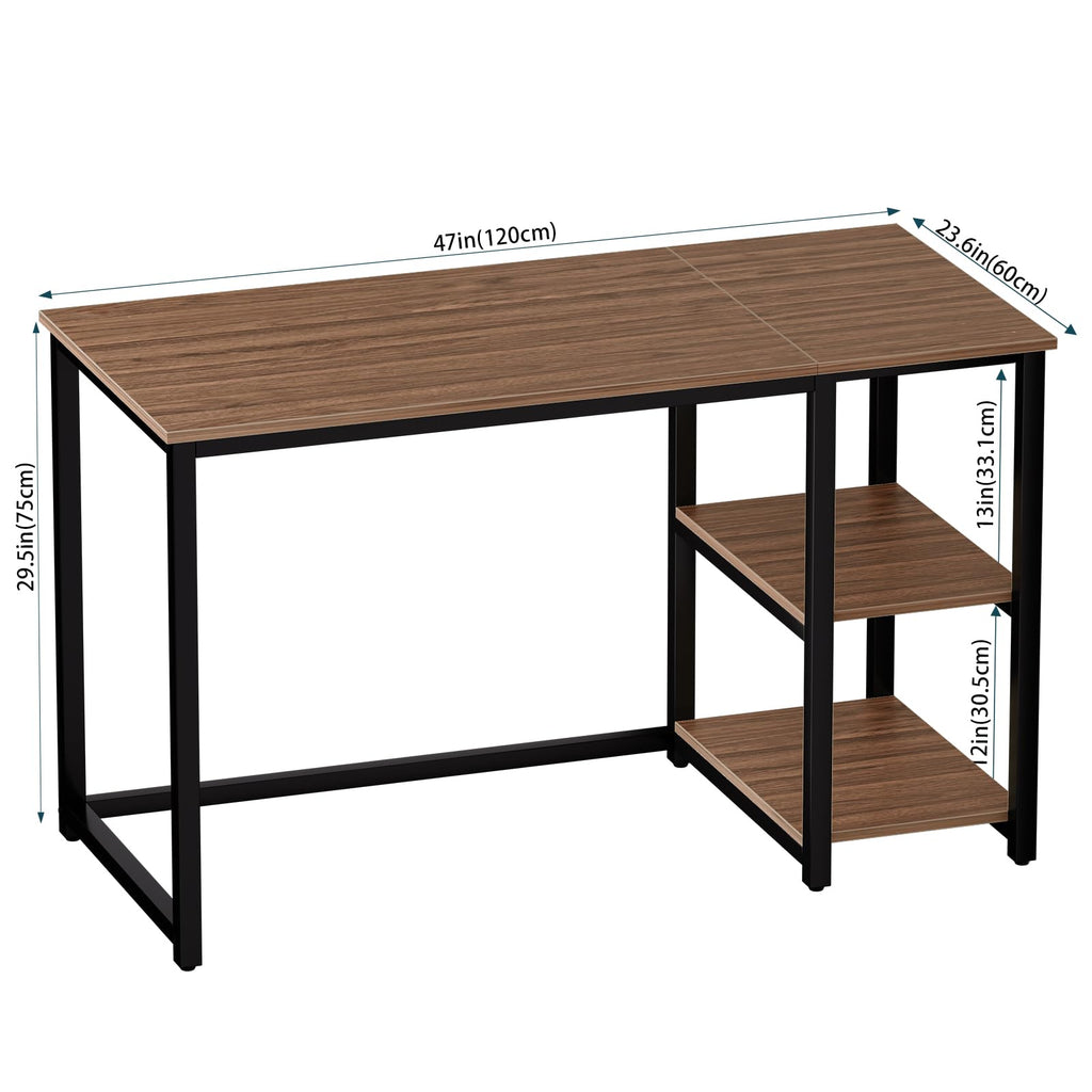 SINPAID 40 Inch Small Gaming Desk with Shelves for Small Spaces, Easy Assembly Study Desk, Sturdy Writing Desk for Bedroom & Home Office, Black
