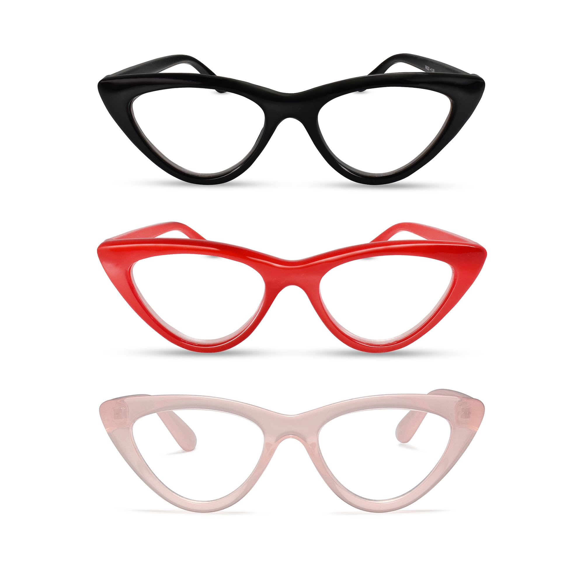 2SeeLife Premium Cat Eye TR-90 Reading Glasses for Women – Narrow–Medium Fit, Sturdy Frame, Spring Hinges, Stylish Readers, Black, +0.50