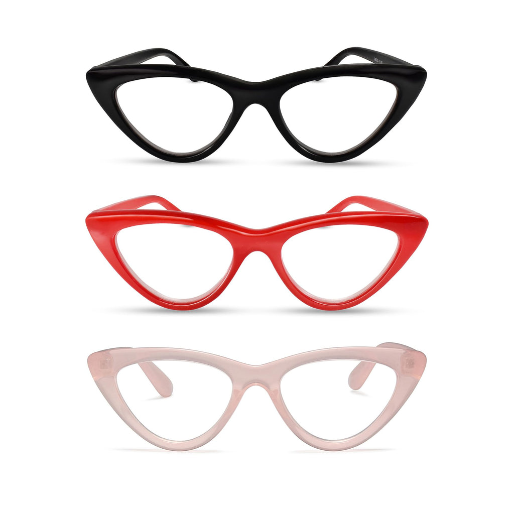 2SeeLife Premium Cat Eye TR-90 Reading Glasses for Women – Narrow–Medium Fit, Sturdy Frame, Spring Hinges, Stylish Readers, Black, +0.50