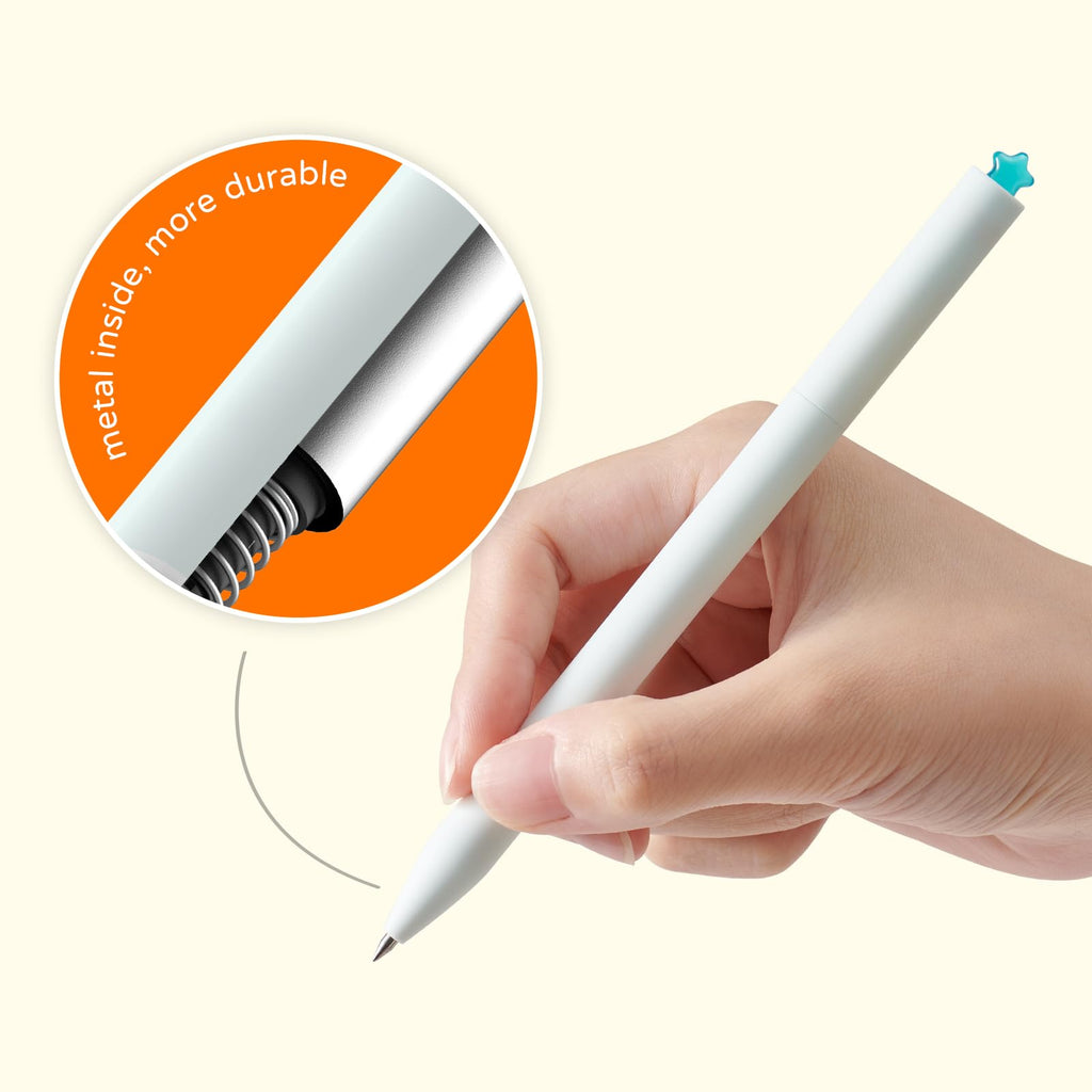 Kaco FIRST Gel Pens, Pack of 2 Pieces Cute Stationery Heart Pen Set with Extra 4 Black Refills Quick Drying Holiday Office Supplies (2 Colors)