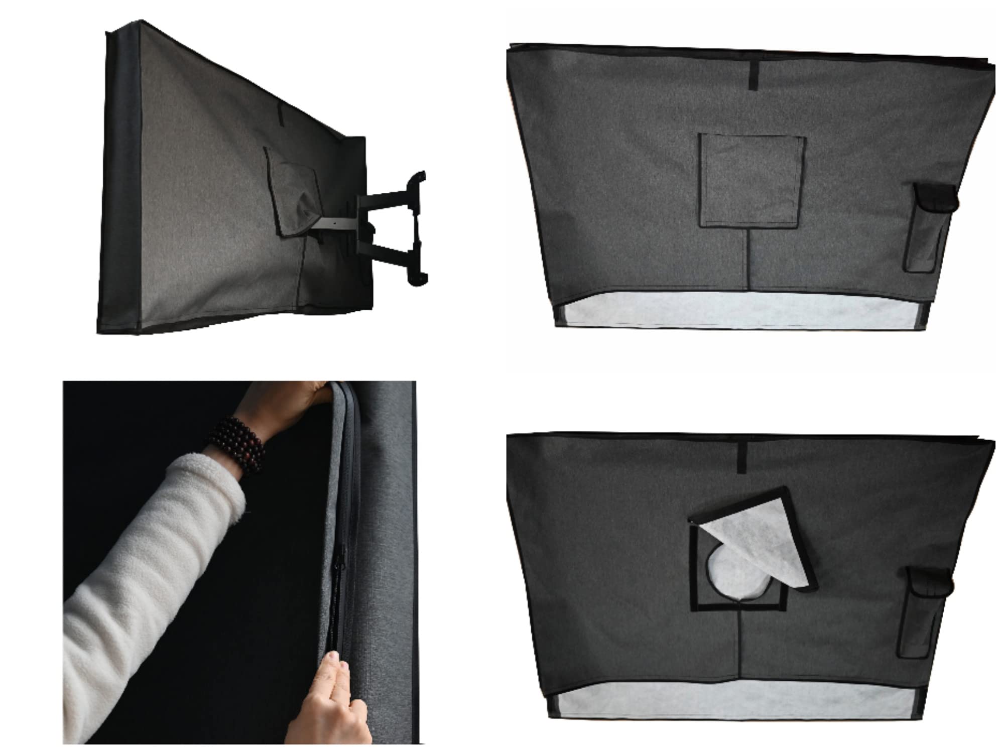 Outdoor 22”-24“-26" TV Set Cover,Scratch Resistant Liner Protect LED Screen Best-Compatible with Standard Mounts and Stands (Beige)