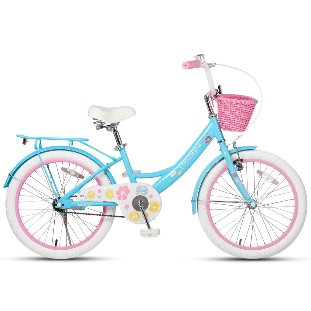 Glerc Maggie Girls Bike, 12-20 Inch Kids Bike for 2-13 Years Old Children, Princess Style Kids Bicycle with Doll-Seat & Basket & Training Wheels, Multiple Colors
