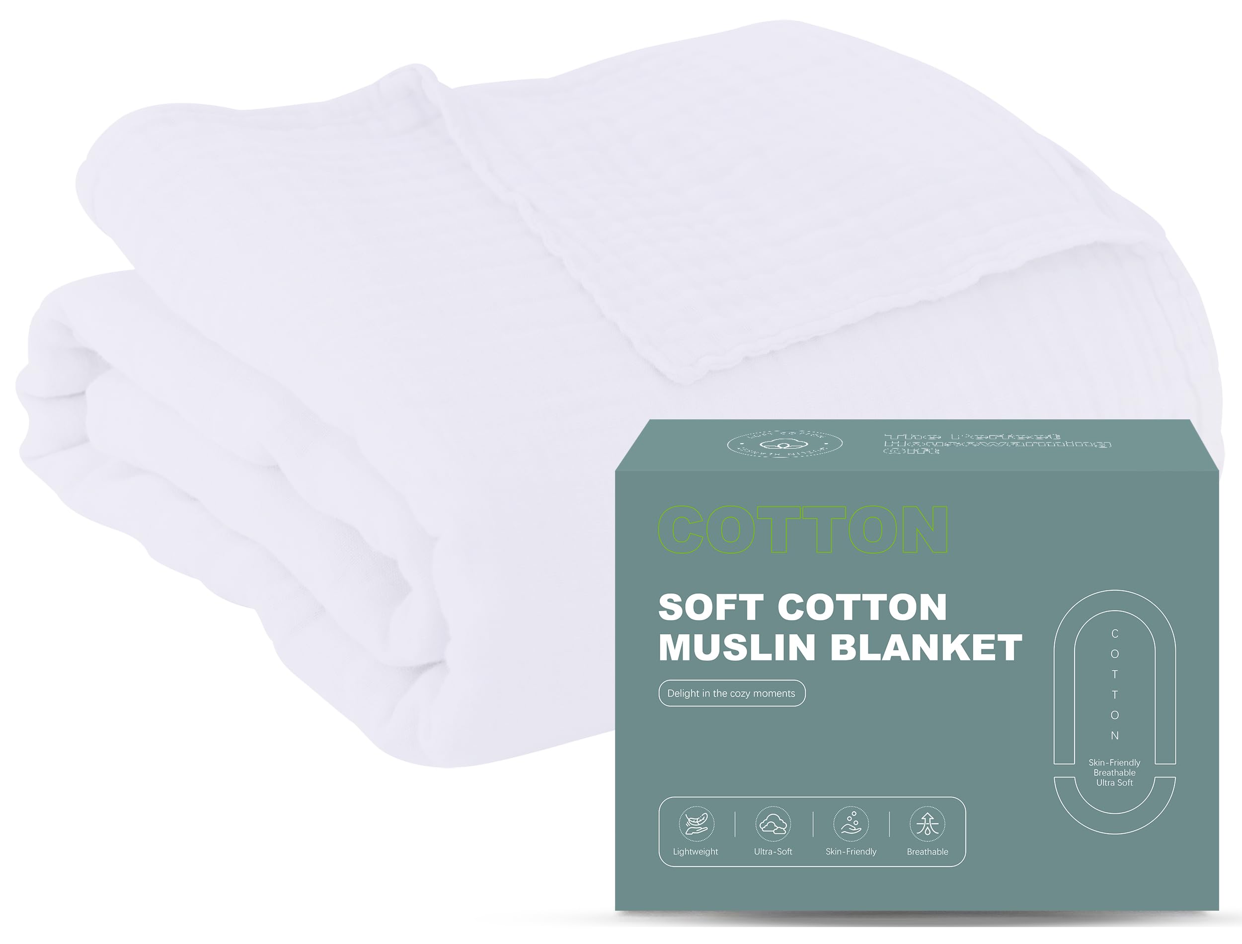 Cosy Family 4 Layer Muslin Bed Blanket - Breathable and Lightweight Gauze Boho Blanket for Spring, Soft 100% Cotton Muslin Blanket, Brown, 55x80 Inches