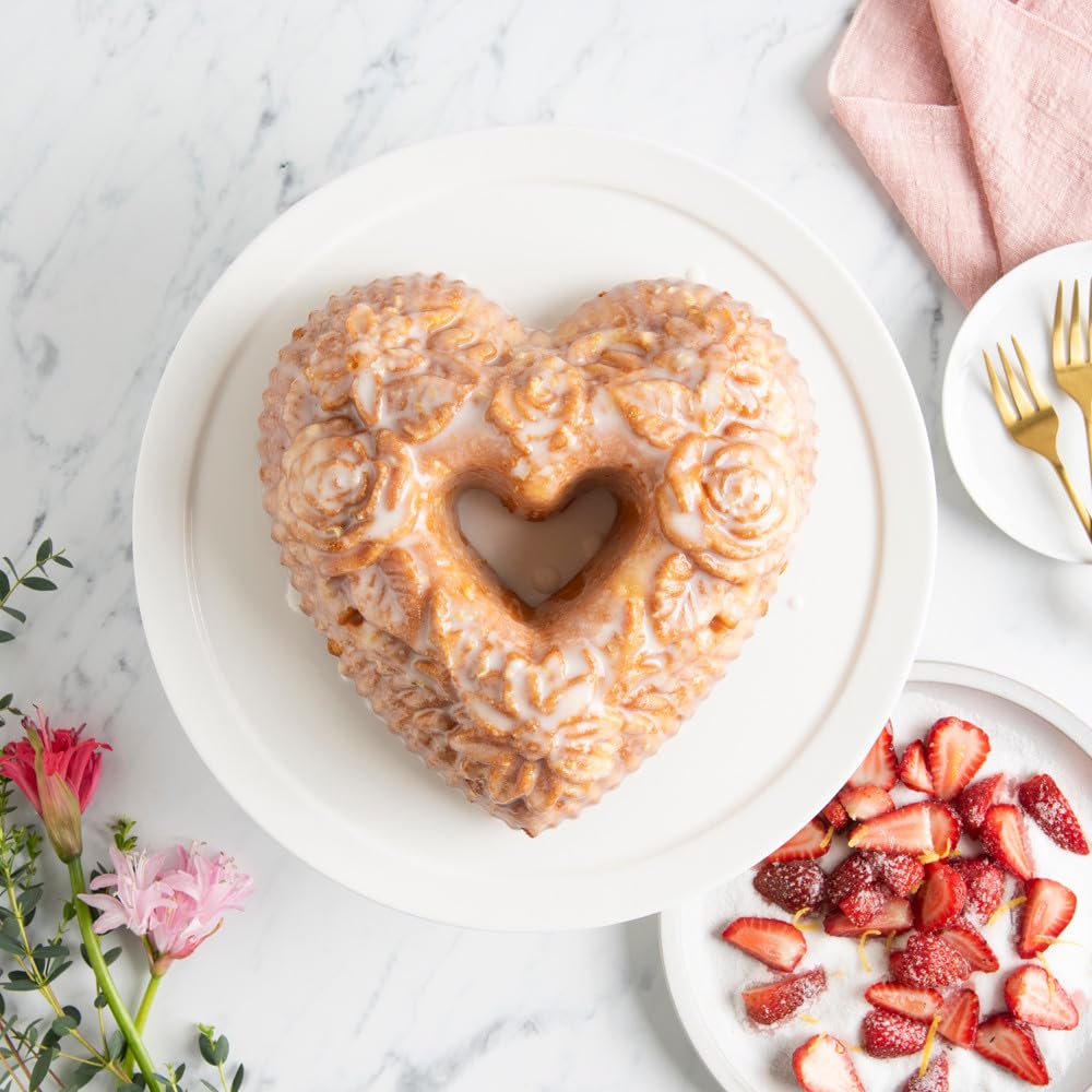 Nordic Ware Wildflower Heart Bundt, 6 Cup, Toffee