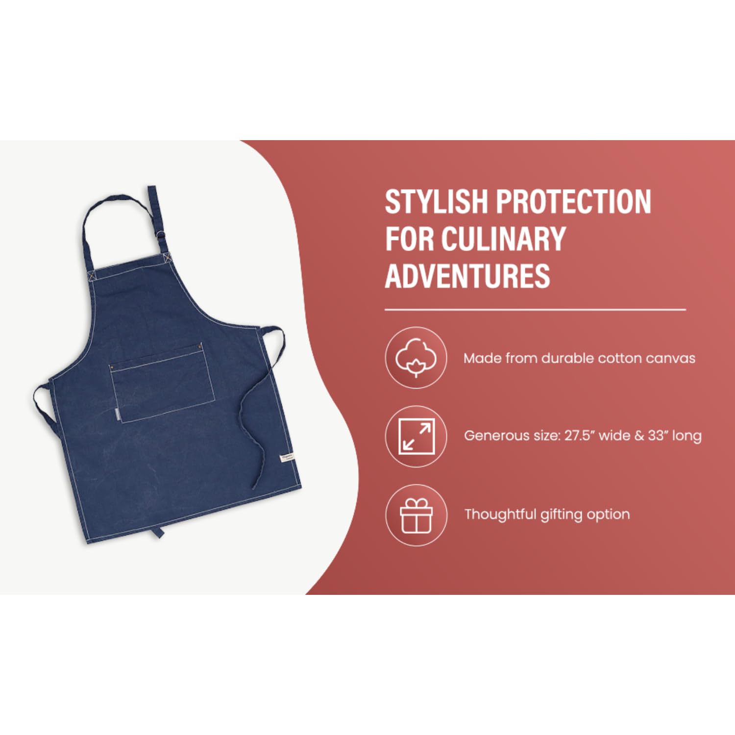 AMOUR INFINI Cotton Aprons for Women with Pocket, Adjustable Strap & Waist Ties - Washable Aprons for Baking, Cooking, Gardening (27.5 x 33 Inches - Blooming Floral)