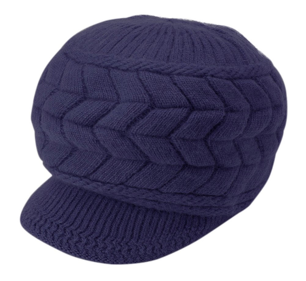 Women Winter Warm Knit Hat Wool Snow Ski Caps with Visor
