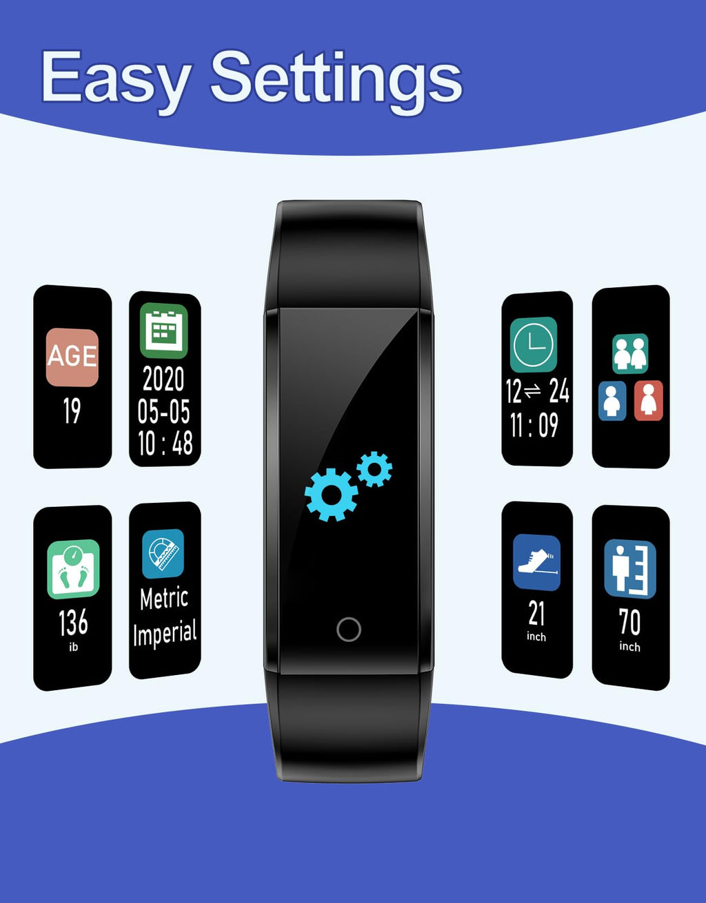 GRV Fitness Tracker Non Bluetooth Fitness Watch No App No Phone Required Waterproof Pedometer Watch with Steps Calories Counter Sleep Tracker for Men Women Parents