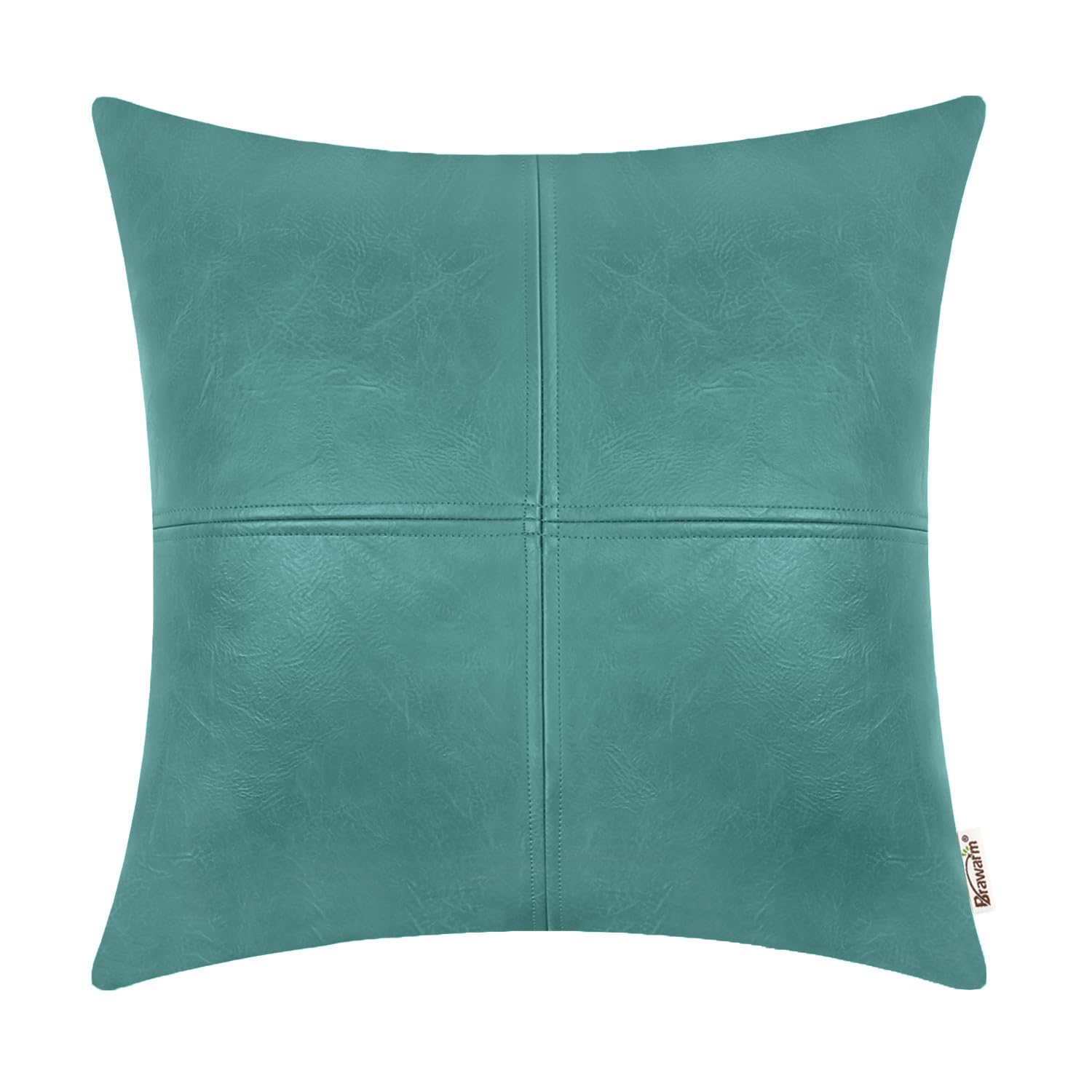 BRAWARM Faux Leather Throw Pillow Covers 16 X 16 Inches, Black Leather Pillow Cover, Hand Stitched Leather Decorative Pillow Cover for Couch Sofa Bed Living Room Home Garden