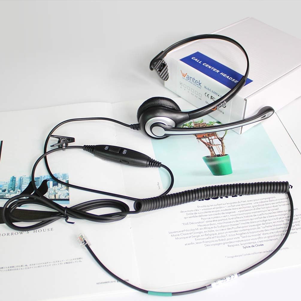 Wantek Corded Telephone Headset Mono w/Noise Canceling Mic for ShoreTel Plantronics Polycom Zultys Toshiba NEC Aspire Dterm Nortel Norstar Meridian Siemens ROLM Packet8 Landline Deskphones(F600S2)