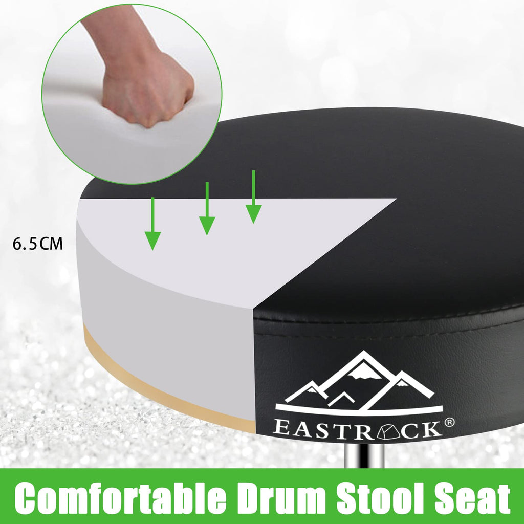 EASTROCK Drum Throne,Padded Drum Seat Drumming Stools with Anti-Slip Feet for Adults and Kids Drummers (Black)