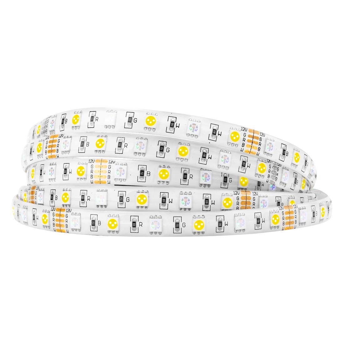 BTF-LIGHTING RGBW LED Strip Lights,UL Listed,5050 4 Colors in 1 RGB + 2700K-3000K Warm White,12V DC,16.4ft/5m 60LEDs/m 12mm White PCB, IP30 for Home Decoration(No Adapter or Controller)