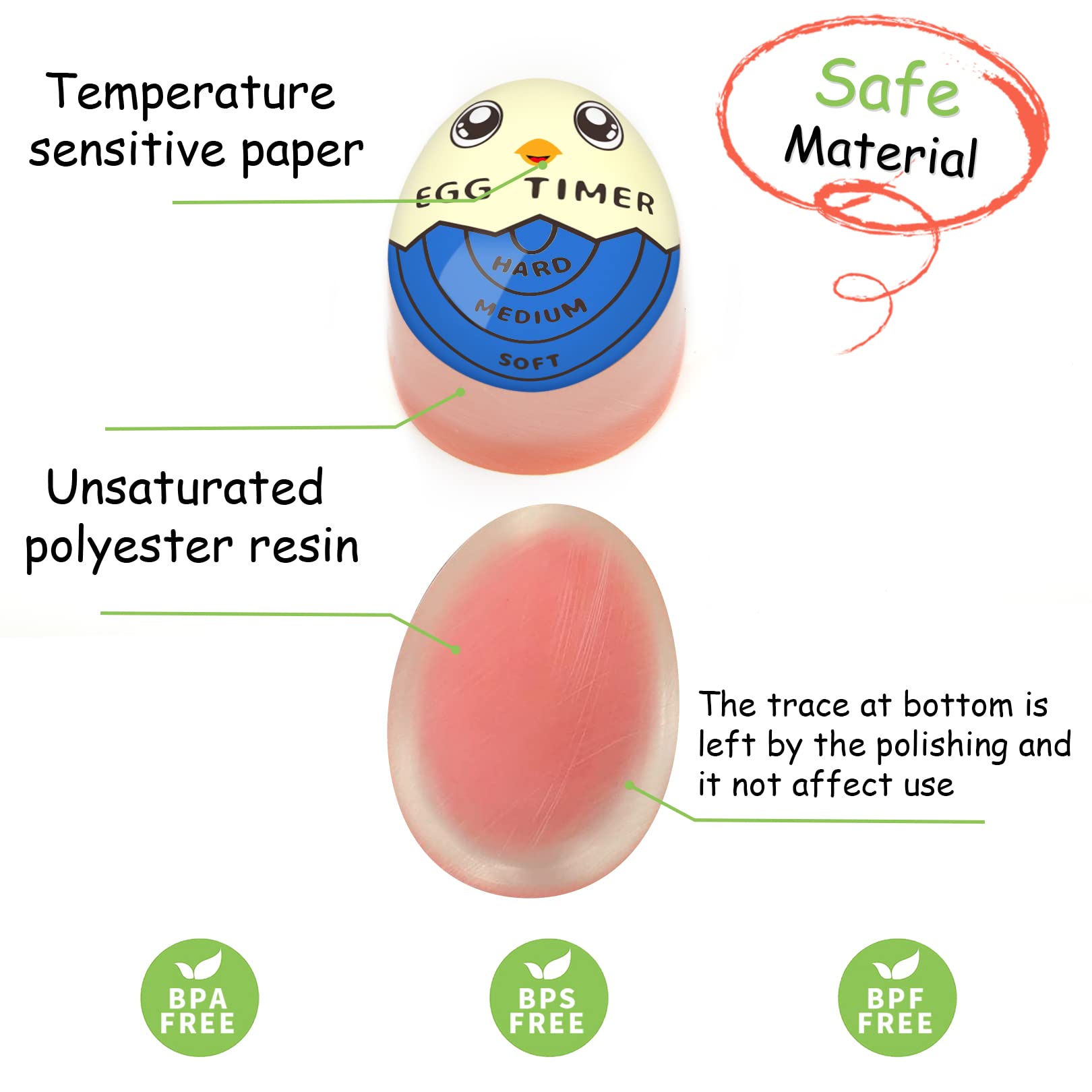Lasubst Egg Timer for Boiling Eggs that Changes Color When Done, Blue