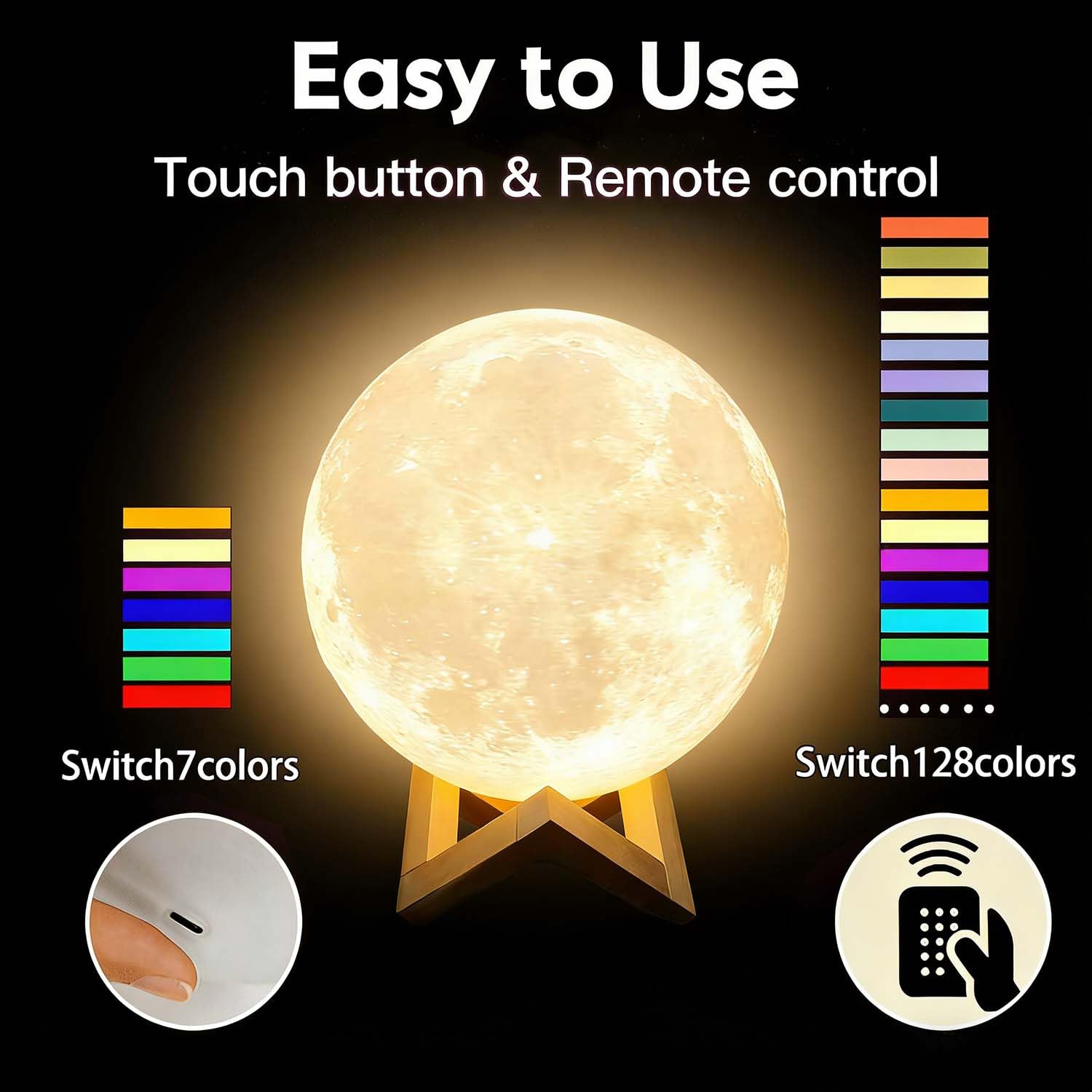 CPLA Night Light for Kids, Baby Light for Nursery, 128 Colors Changing & Stepless Dimming, Soft Silicone Remote Touch Night Lamp with Timer, Rechargeable Nursery Night for Breastfeeding