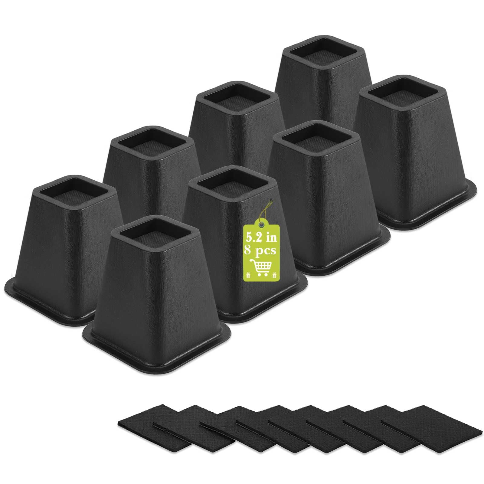 12 Pack Furniture Risers 1 Inch, Adjustable Bed Risers Heavy Duty for Table Desk Couch Chair Sofa Cabinet Bed Frame Dorm, Square Stackable Table Leg Risers Lift Height 1", 2" or 3", Black