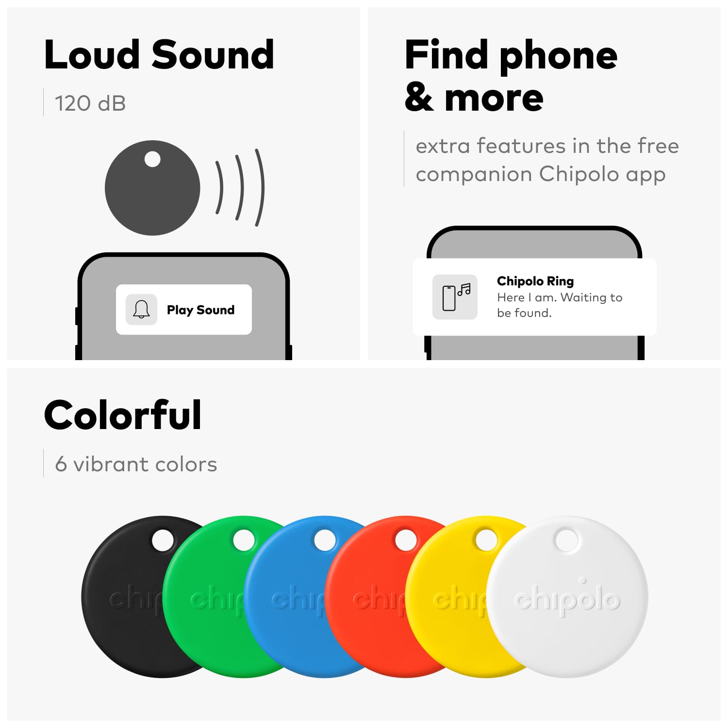 Chipolo POP Tracking Tag - Colorful, Compatible, Loud Bluetooth Tracker with Call Your Phone & Out of Range Alerts, Works with Apple Find My or Find Hub on Android - 4 Pack (Standard Mix)