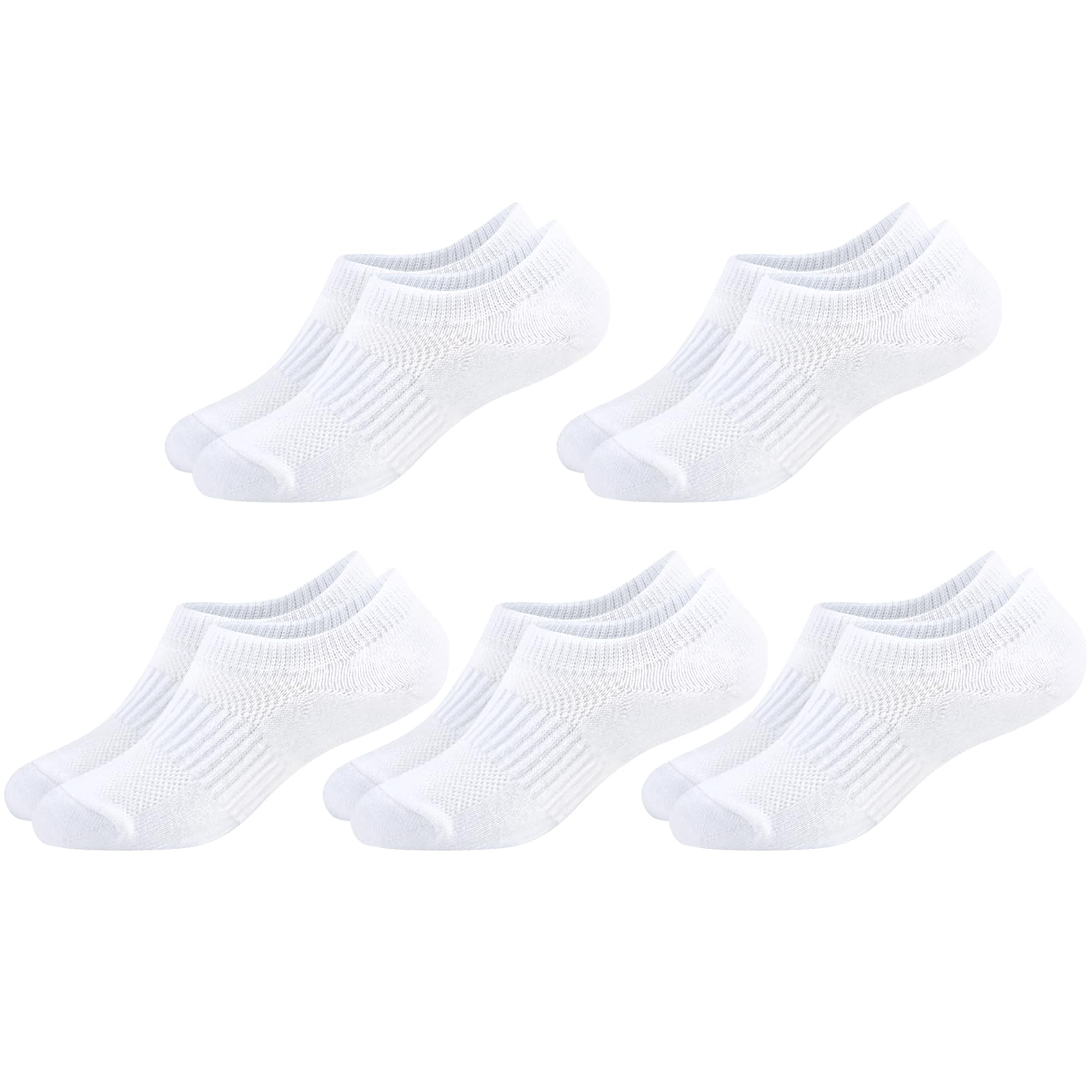 No Show Cotton Socks for Girls and Boys - Low Cut, Breathable, Non-Slip Short Socks for Kids - 5/10 Pairs