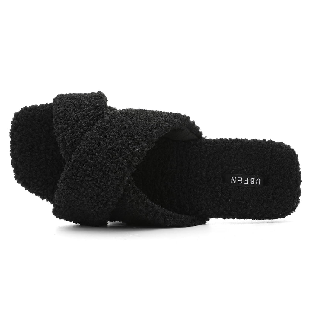 UBFEN Womens Mens Slippers Memory Foam Comfort Fuzzy Plush Lining Slip On House Shoes