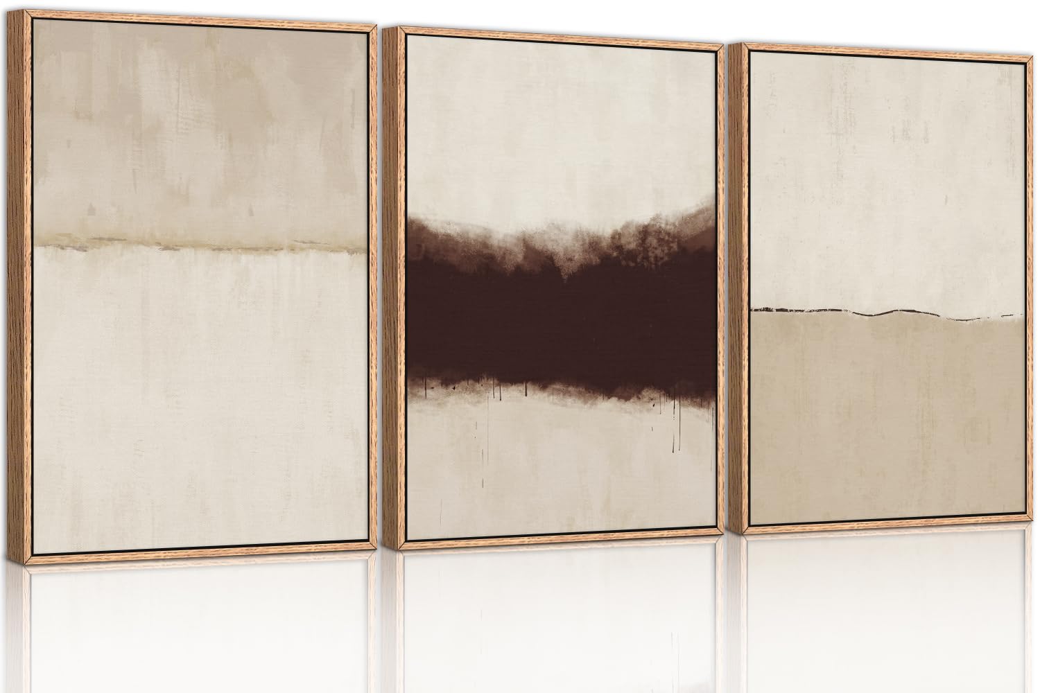 CHDITB Abstract Modern Framed Canvas Wall Art Set, Contemporary Artwork for Home Decor, Neutral Pastel Illustration Wall Painting, Nordic Minimal Zen Art Prints for Living Room Office-16 x24 x3