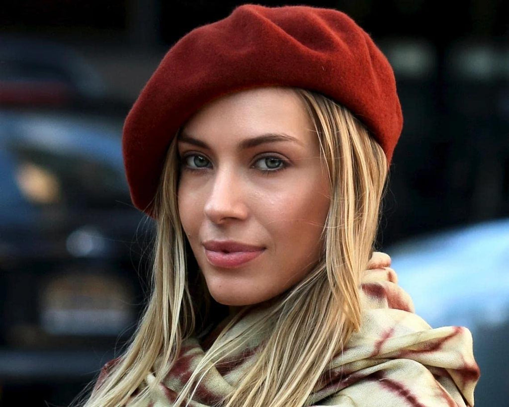 Women French Wool Beret Hats - Solid Color Classic Beanie Winter Cap
