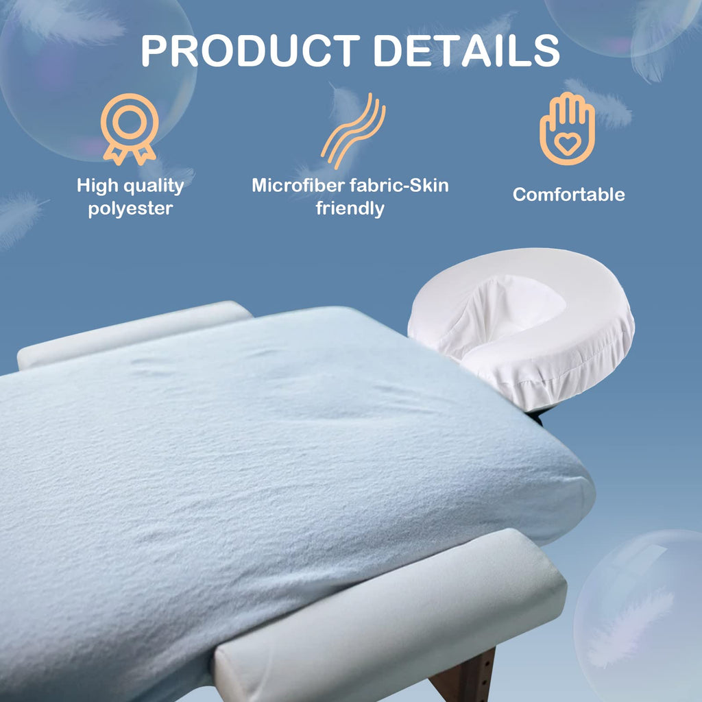 Macarrie 24 Pcs Face Cradle Covers for Massage Table Microfiber Reusable Soft Thicker Massage Table Headrest Covers Bulk Oil Proof Cradle Head Rest Sheets for Spa Beauty Salons(Beige)