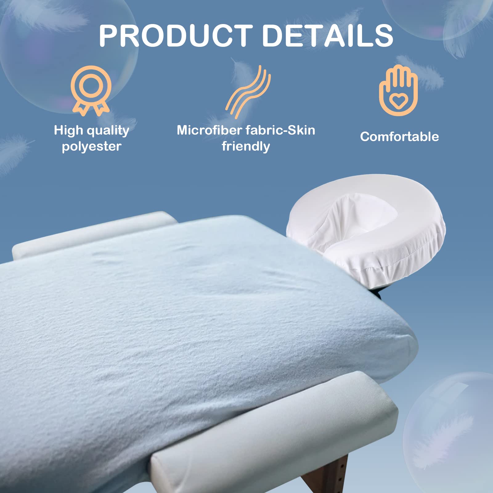 Macarrie 24 Pcs Face Cradle Covers for Massage Table Microfiber Reusable Soft Thicker Massage Table Headrest Covers Bulk Oil Proof Cradle Head Rest Sheets for Spa Beauty Salons(Beige)