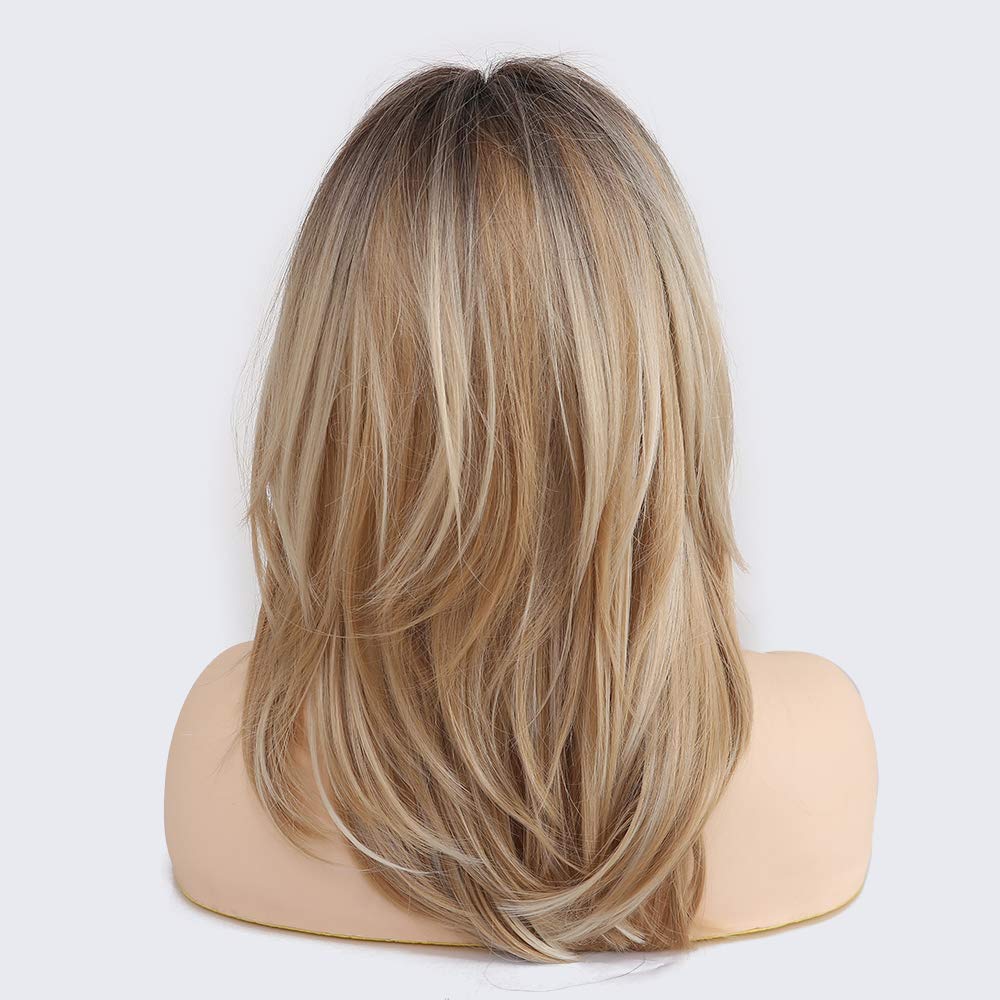 HAIRCUBE Auburn Wigs for Women,Long Layered Orange Wigs with Bangs Heat Resistant Synthetic Fibre Wigs(pelucas de cabello natural)