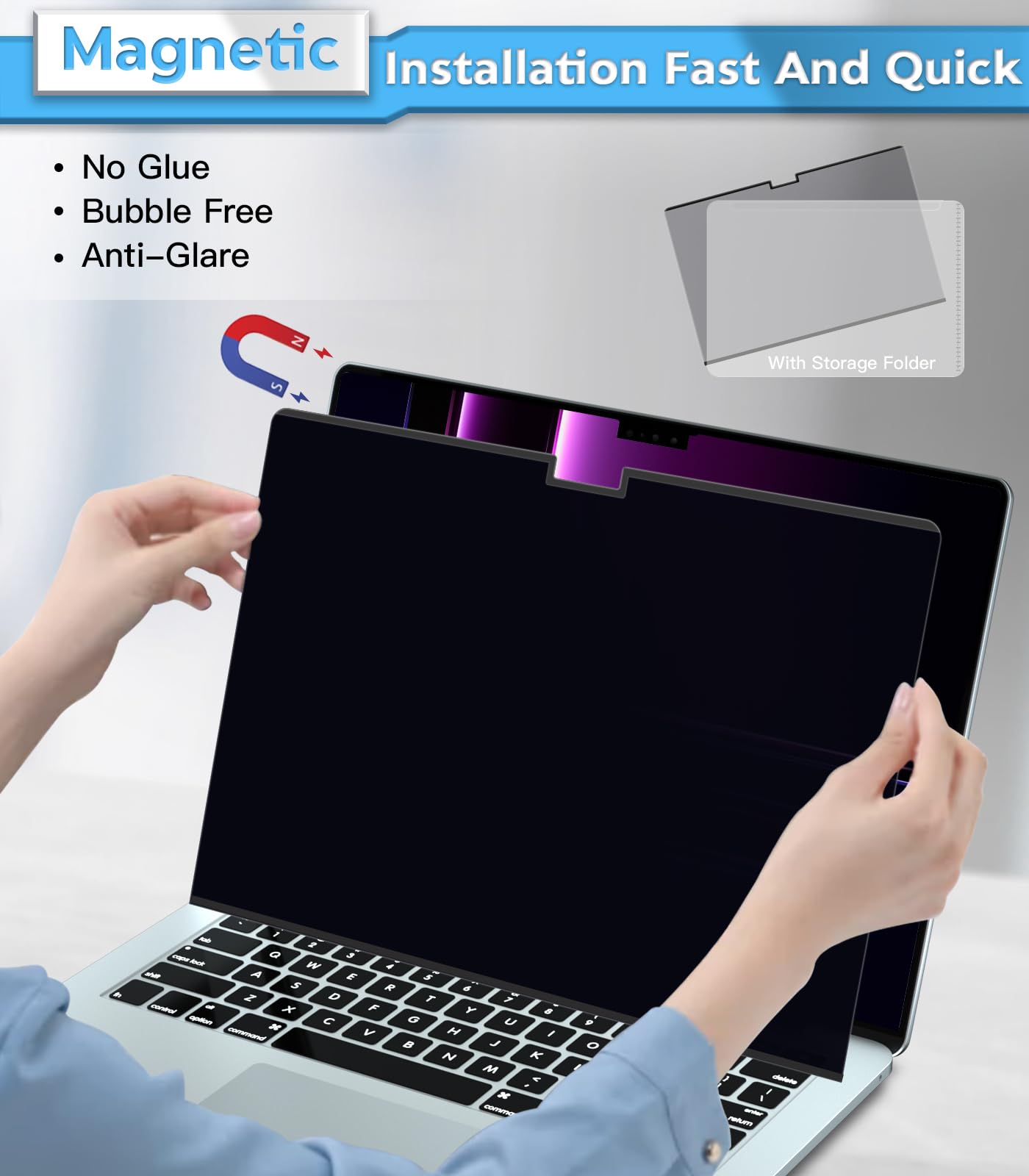 PYS MacBook Air 13.6 Inch Magnetic Privacy Screen for M2 Chip 2022 (A2681) - Removable Anti-Spy Laptop Shield