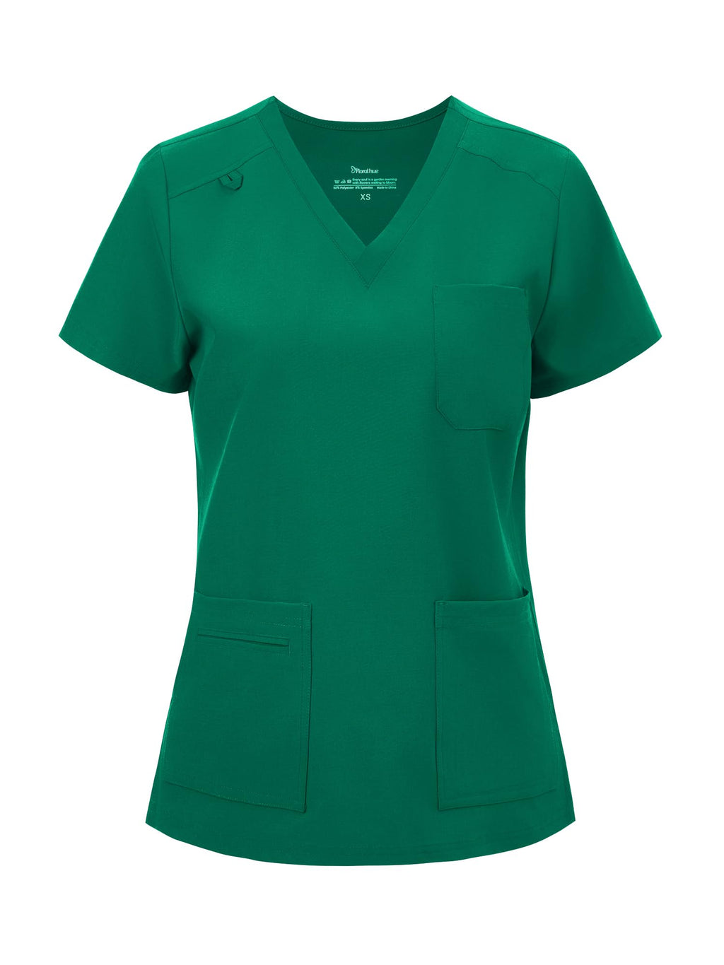 floralhue Scrub Tops for Women, Curved V-Neck Scrub Tops with 3 Pockets, Soft Stretch, Easy Care