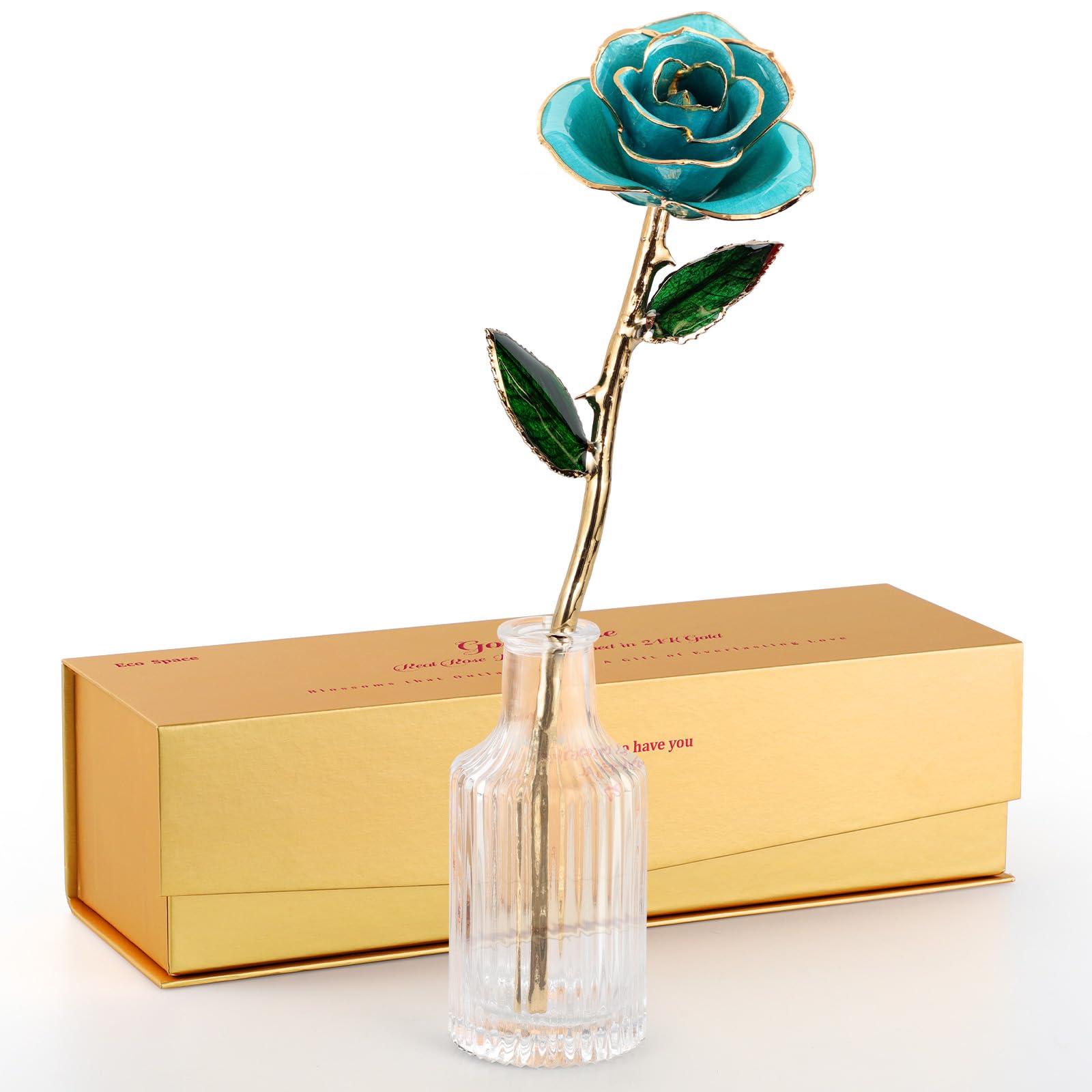 24K Gold Dipped Real Rose – Handcrafted, Bold, One of a Kind – Romantic Gift for Her – Ideal for Birthday, Anniversary, Mother’s Day, Valentine’s (Black)