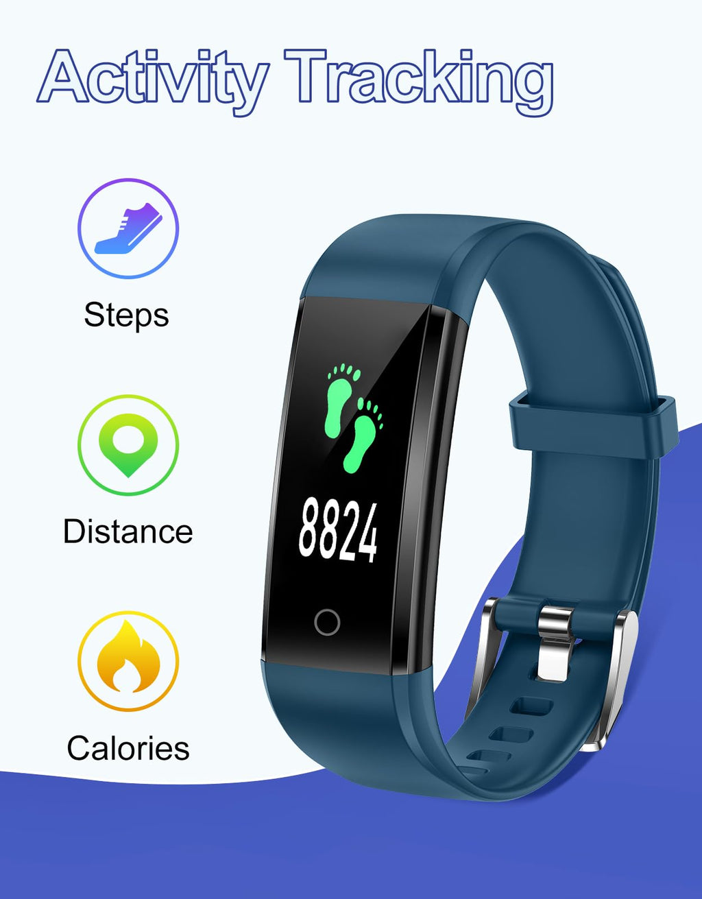 GRV Fitness Tracker Non Bluetooth Fitness Watch No App No Phone Required Waterproof Pedometer Watch with Steps Calories Counter Sleep Tracker for Men Women Parents