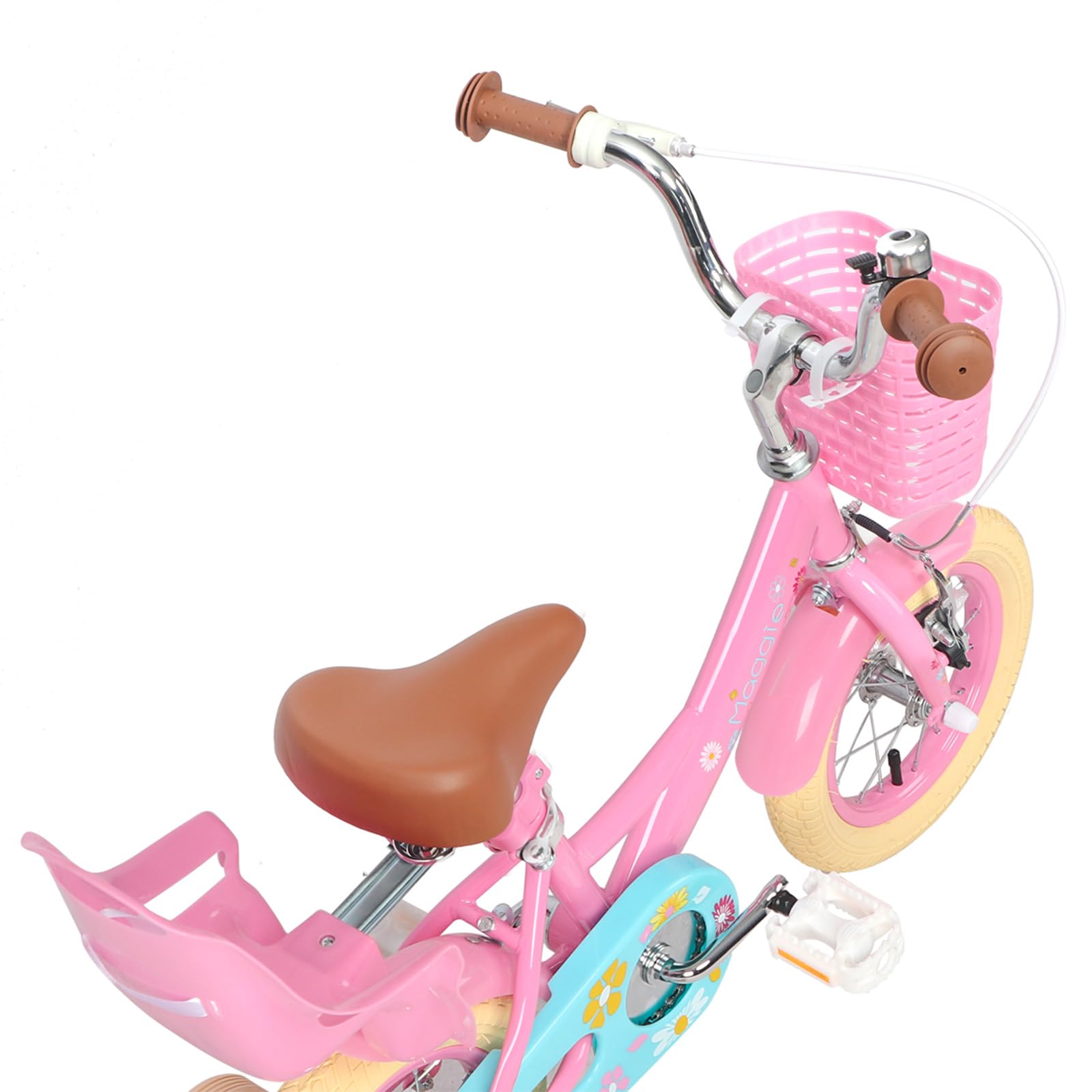Glerc Maggie Girls Bike, 12-20 Inch Kids Bike for 2-13 Years Old Children, Princess Style Kids Bicycle with Doll-Seat & Basket & Training Wheels, Multiple Colors