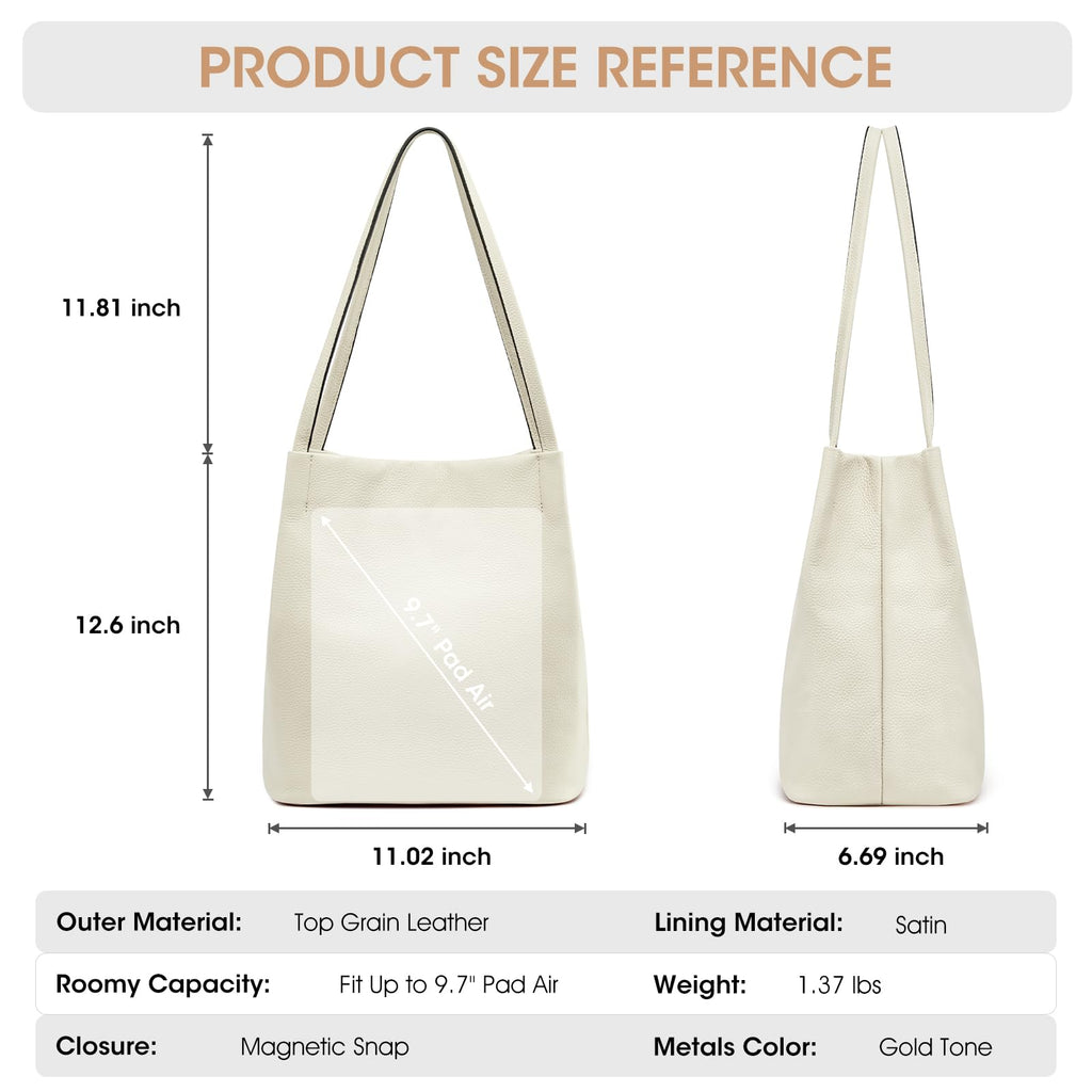 Kattee Women Soft Genuine Leather Totes Shoulder Bag Purses and Handbags with Top Magnetic Snap Closure
