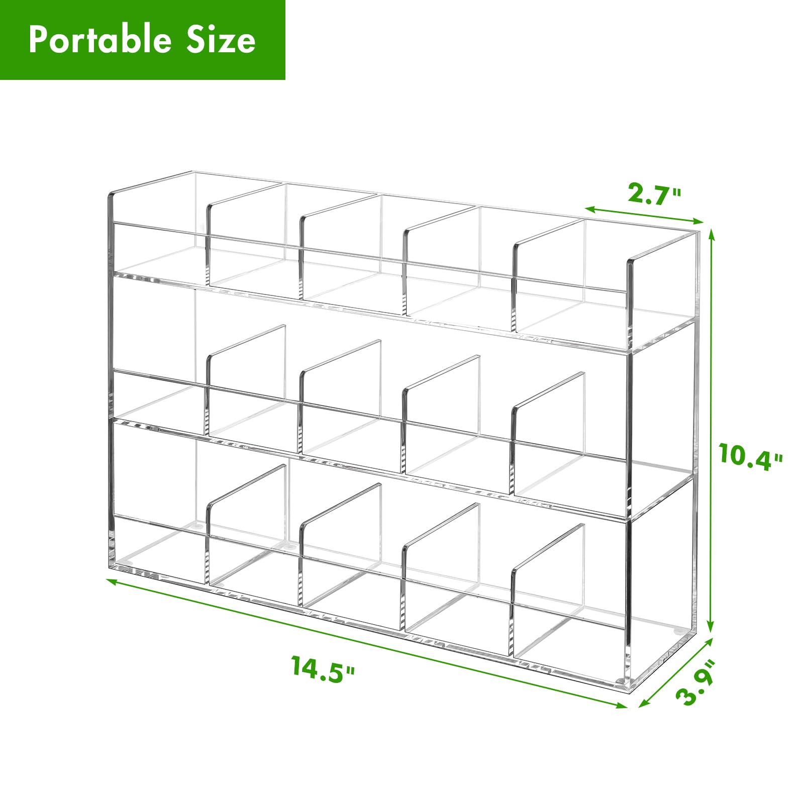 BEYGORM Acrylic Tea Bag Organizer for 216 Tea Packets, No Assembly Required, Display Holder for Countertop, Vertical Tea Bag Caddy for Cabinet, Tea bar Accessories, Teabags Storage Containers