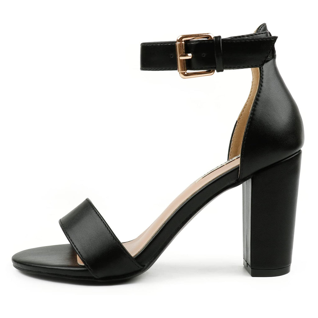 JOY IN LOVE Womens 3.5" Chunky Block High Heels Ankle Strap Heeled Sandals