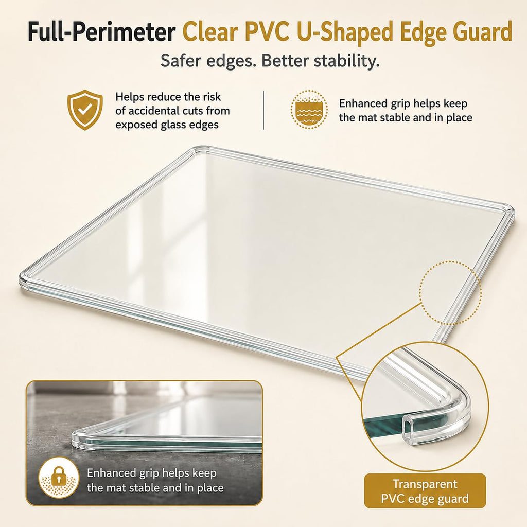 Tempered Glass Chair Mat 48" x 32",1/5" Thick for Office Desk,Rolling Chair Mat for Carpet, Odorless, Easy to Clean with 4 Non-Slip Pads for Carpet & Hardwood Floors