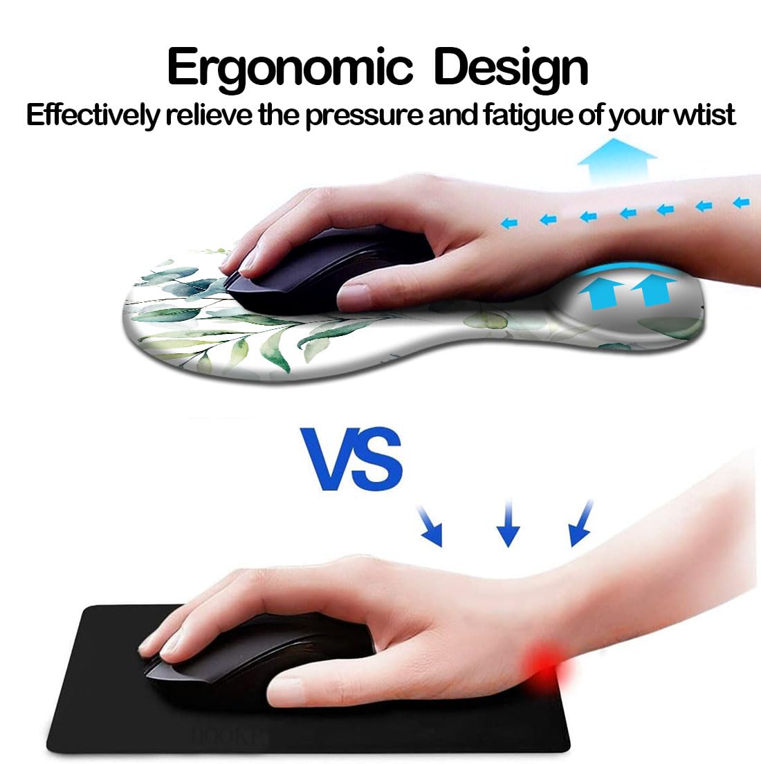 DOOKE Ergonomic Mouse Pad with Wrist Support and Coaster,Mouse Pads with Non-Slip PU Base for Home Office Working Studying Easy Typing & Pain Relief Aesthetic Art