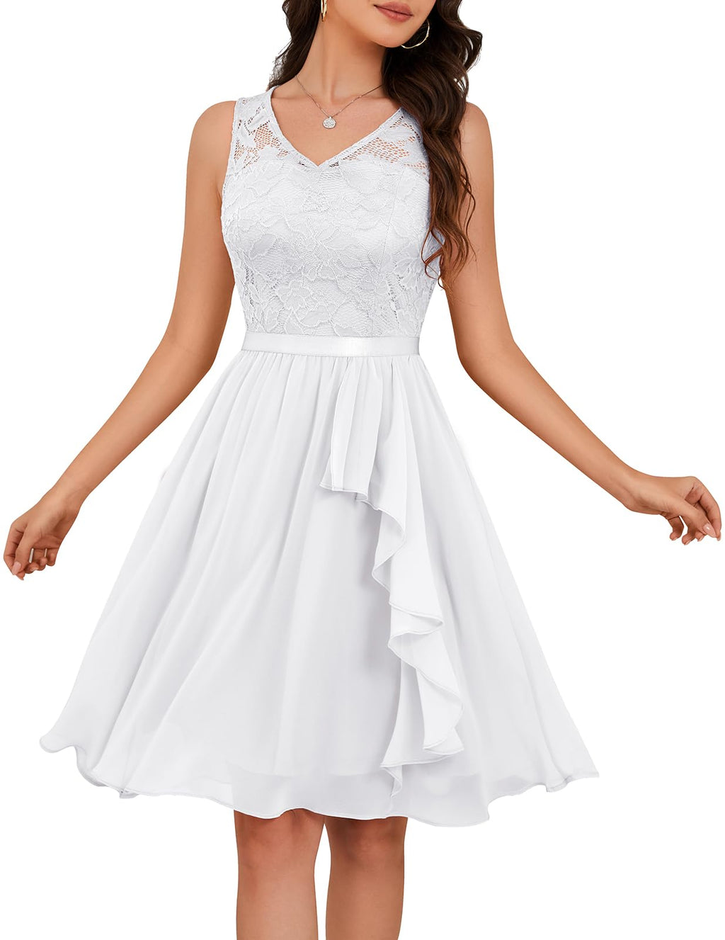 Meetjen Women's Cocktail Party Dresses 2026 Handkerchief Hem Lace Formal Wedding Guest Bridesmaid Fancy Prom Dress