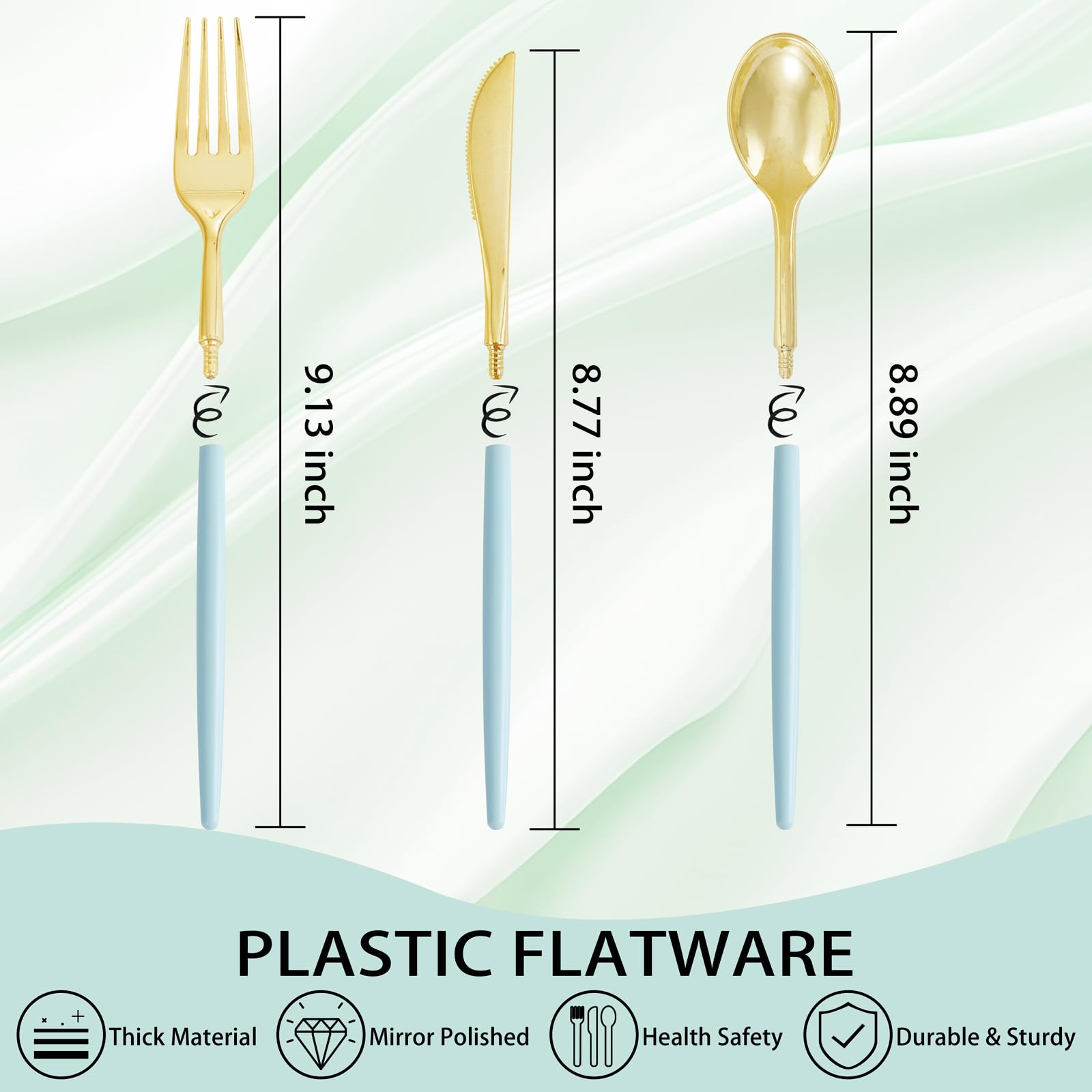 Supernal 102 Pcs Black and Gold Plastic Silverware Set,Heavy Duty Gold Disposable Cutlery for 34 Guests (34 Forks,34 Spoons,34 Knives),Elegant Plastic Flatware for Weddings,Parties & Upscale Events