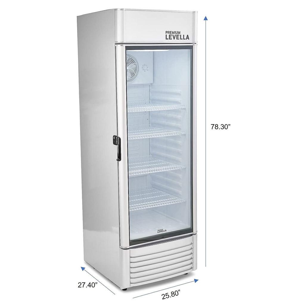 PremiumLevella PRF37DX Glass Door Display Refrigerator 3.1 cu ft Commercial Beverage Cooler Merchandiser - Black