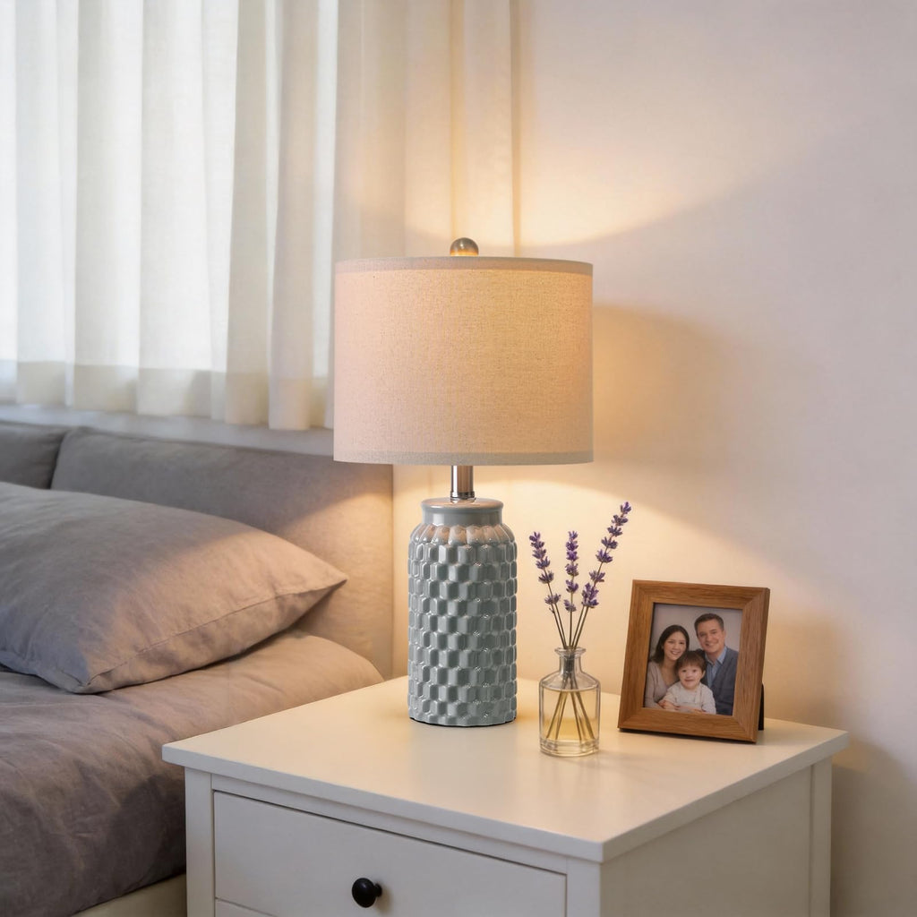 USumkky 20.5" Gold Modern Ceramic Bedside Lamp Set of 2 for Bedroom Decor Farmhouse Table Lamp for Living Room Office Dorm